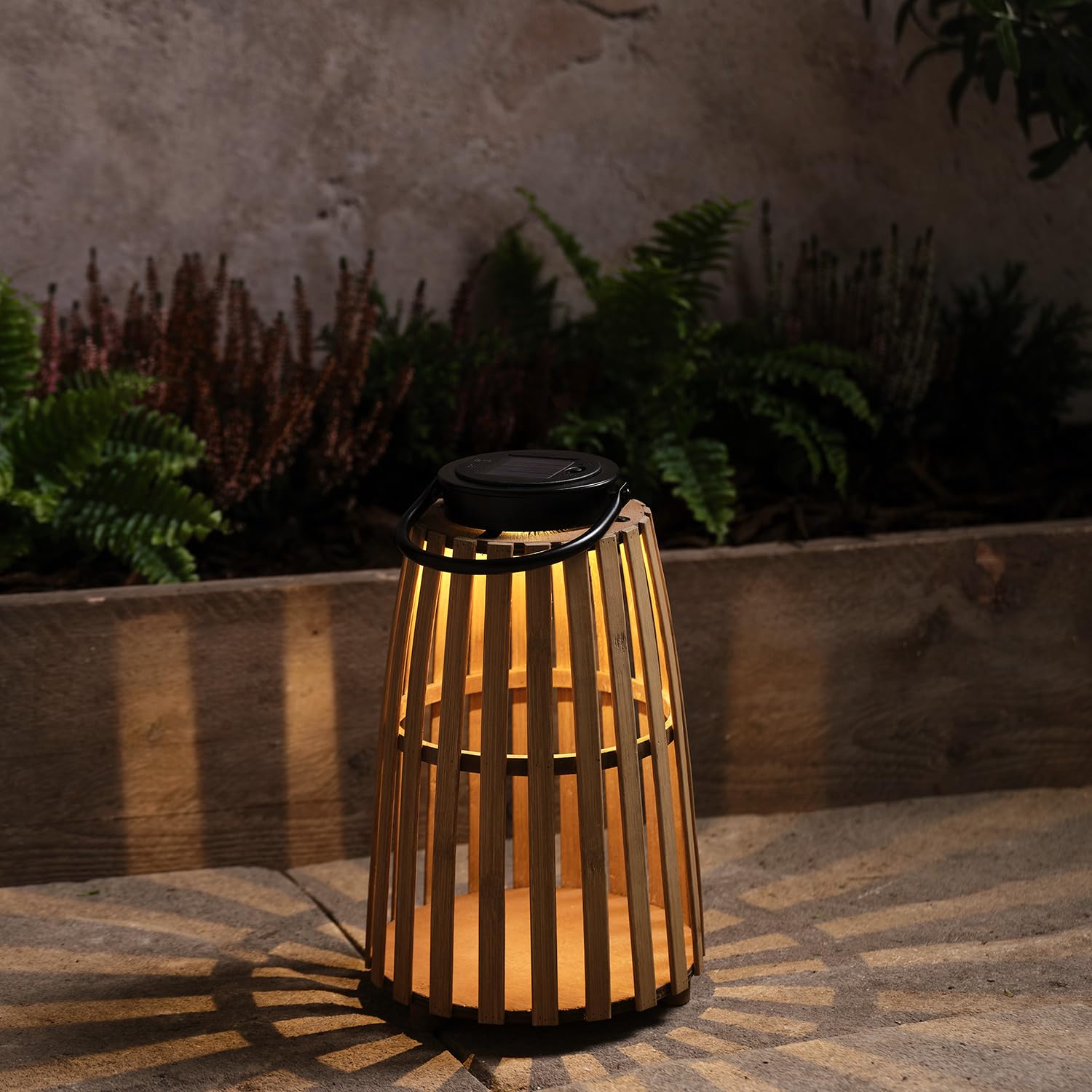 Lights4fun Sol Lanterna solare in legno