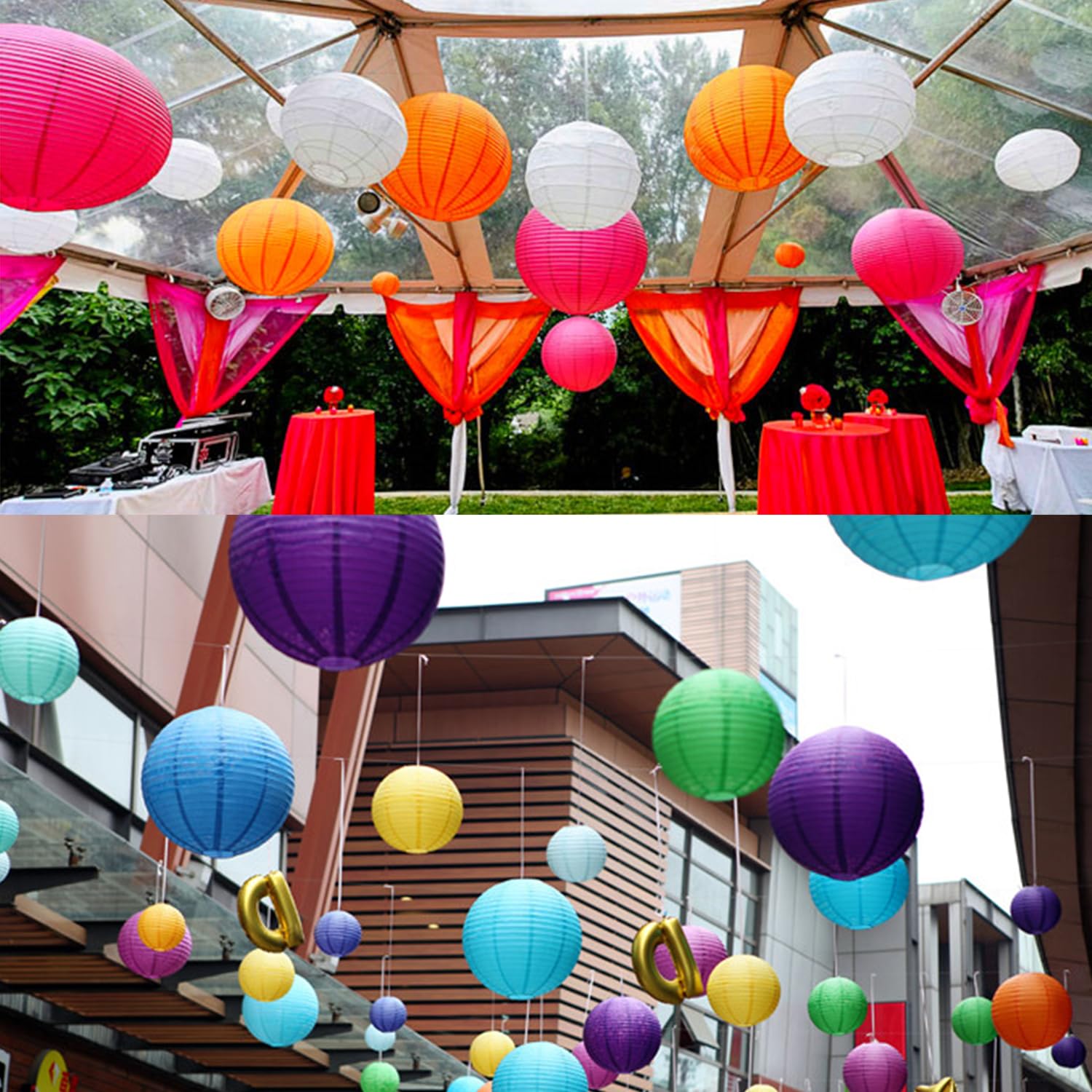 10 Pezzi Lanterne Di Carta, Lanterna Di Carta Pieghevole, Lanterne Cinesi, Lanterna Rotonda, 10 Colori, Decorazioni per Feste, Giardino, Celebrazioni, Matrimoni (25 cm)