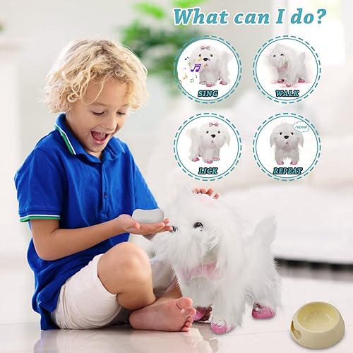 Miniatura 7 de Perros de juguete para niños, juguete para pasear y ladrar, cantar, cola, lamer, repetir, juguetes para niñas de 2, 3, 4, 5 años, juguetes para
