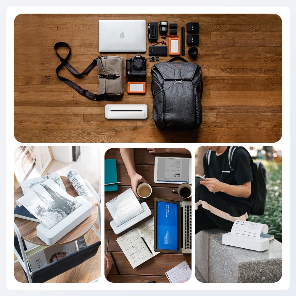 iOCHOW Impresora Térmica Portátil A4: Impresora Móvil Inalámbrica Compatible con Android e iOS, Pequeñas Impresoras Bluetooth sin Tinta para Uso en El Hogar, la Escuela y la Oficina