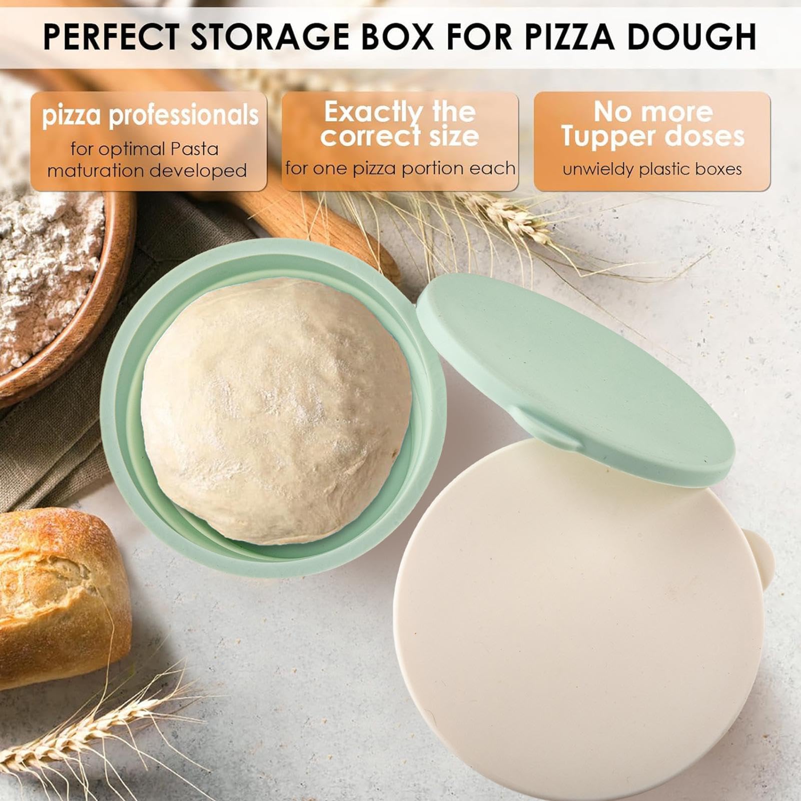 Tioncy Kit 4 Vassoi Per Pizza Impastatrici Con Coperchi E Raschietti: Impilabili 60x45x8 Cm - 2