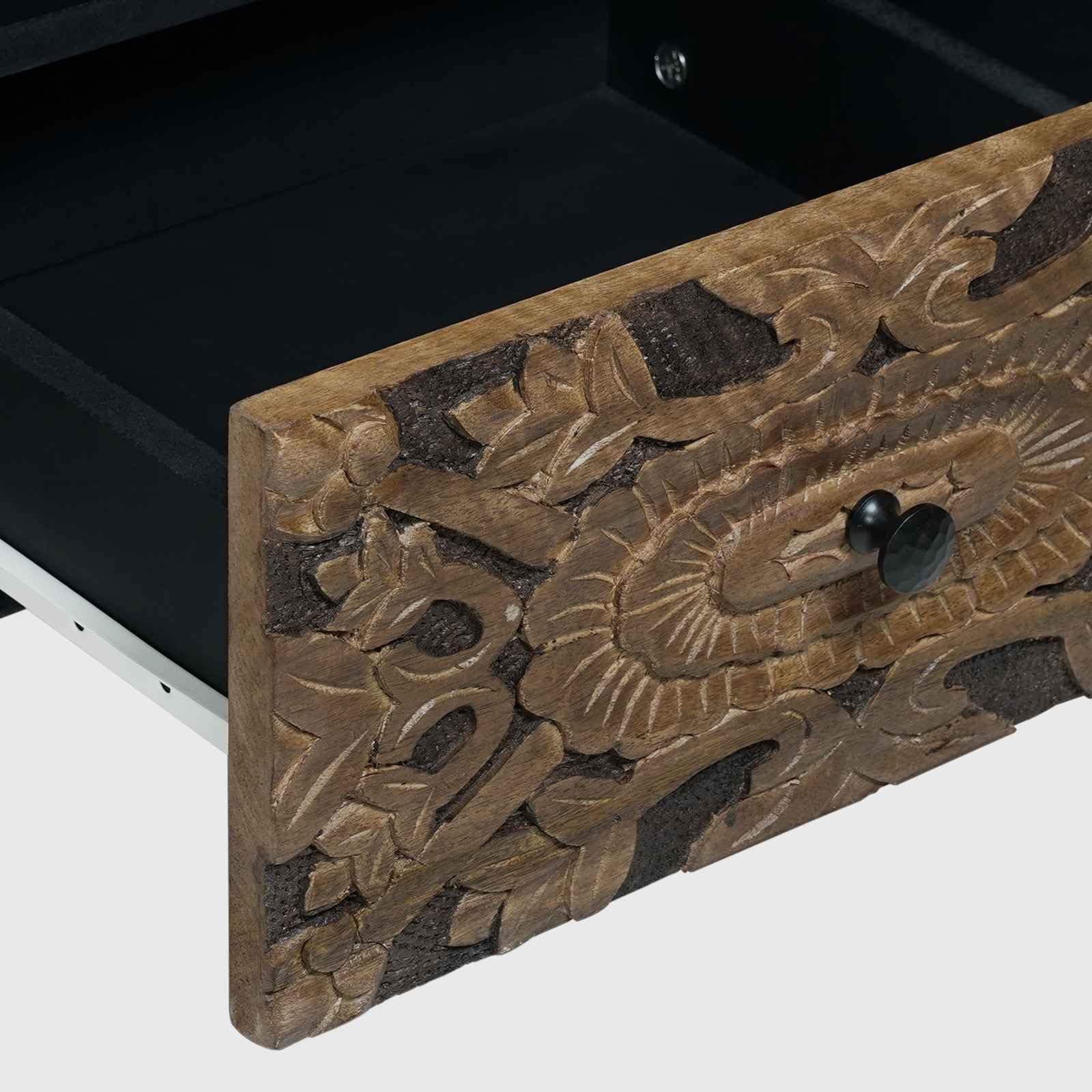 Mueble para TV (madera maciza, mango bajo, 100 x 33,5 x 46 cm), color marrón | Mueble bajo moderno con patas de metal para sala de estar y pasillo, ofrece espacio de almacenamiento con cajón y estantes.