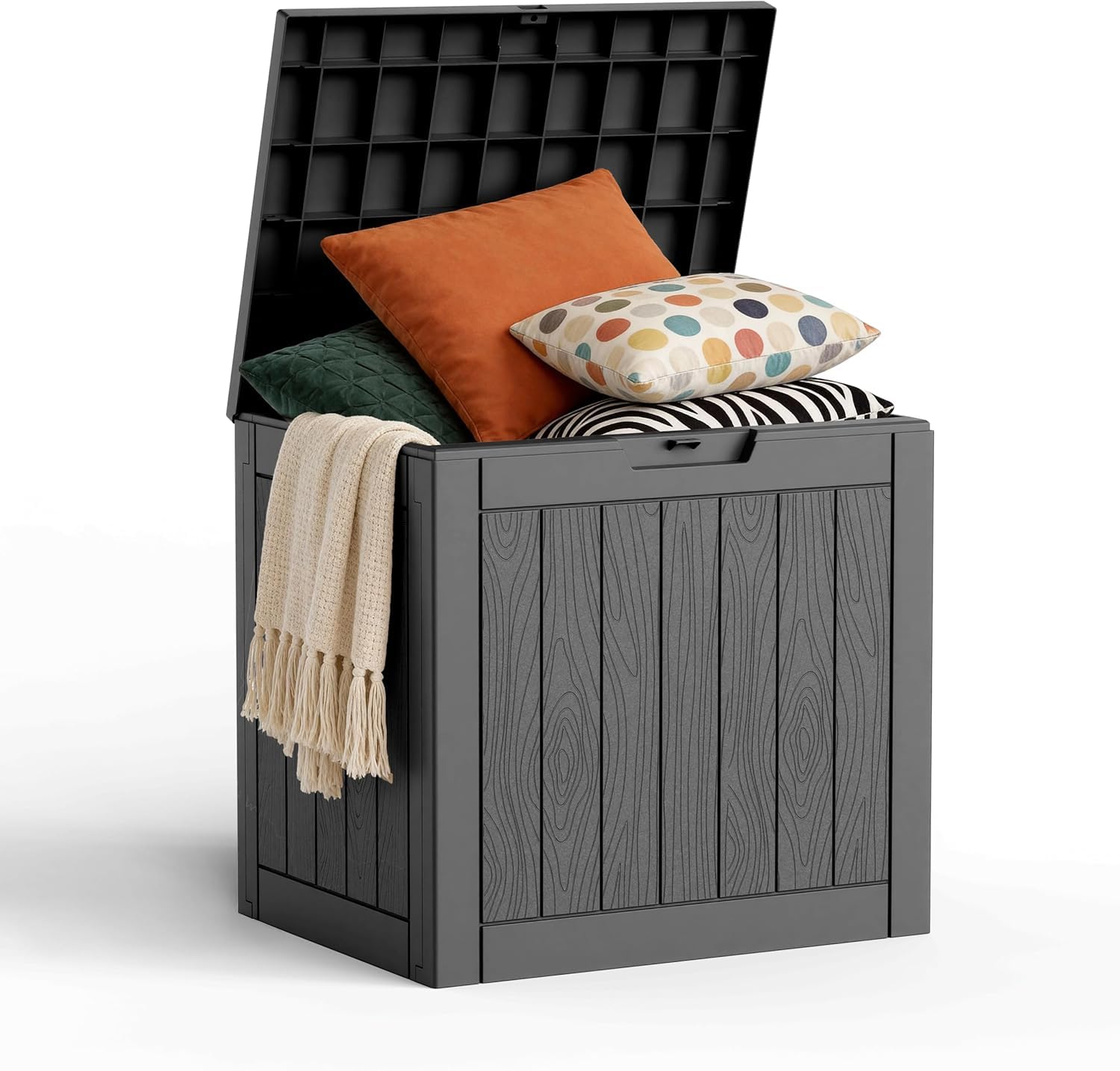 Outdoor Storage Box, 35 Gallon Deck Box, 132 Litre Waterproof Resin Storage Bin for Patio Cushions, Gardening Tools, Accessories, Lockable, UV Resistant Garden Chest Utility Handles Lid (Grey)