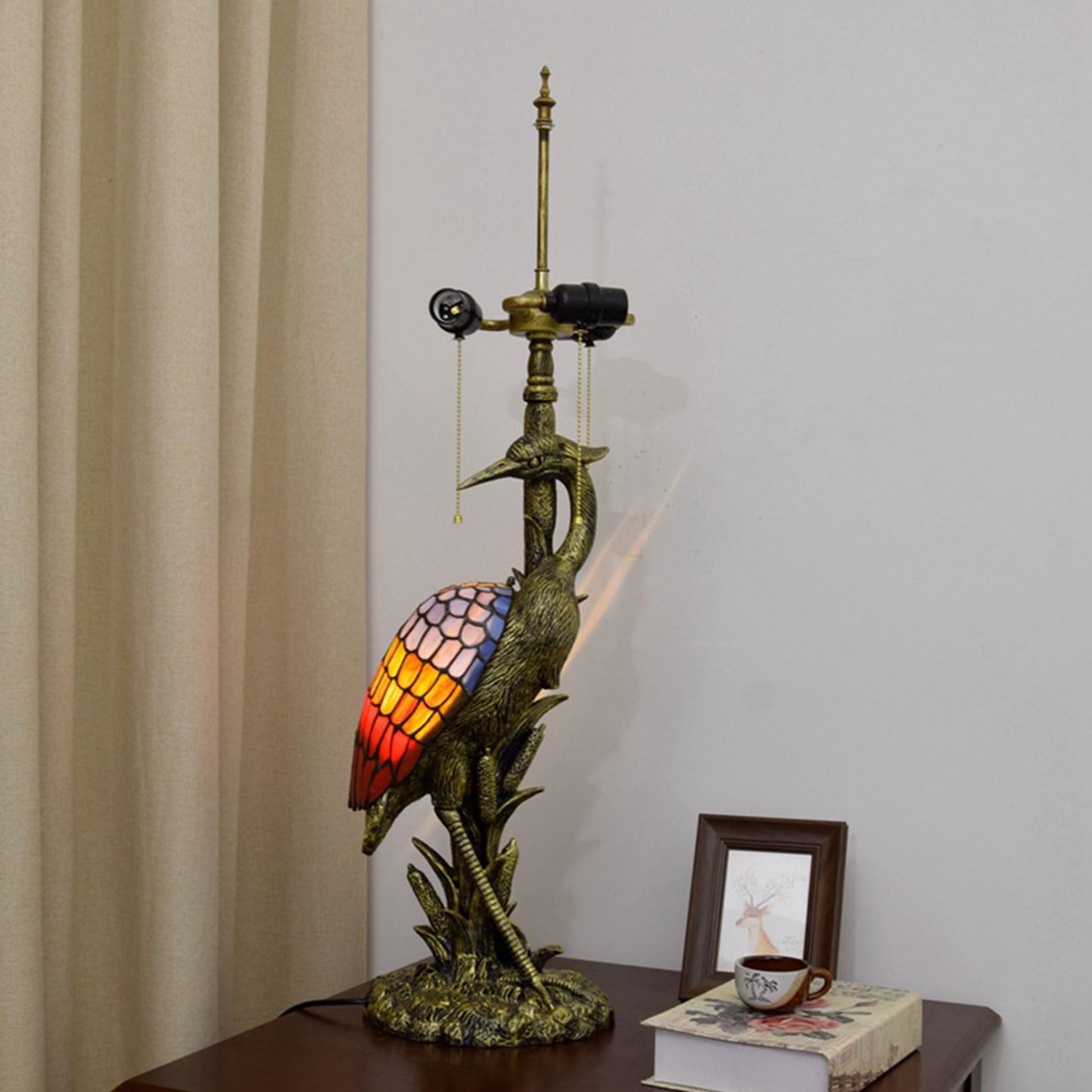 Lampe vitrail Grue Oiseau BOTOWI socle haute stabilité 33 pouces pour abat-jour 18-20 pouces