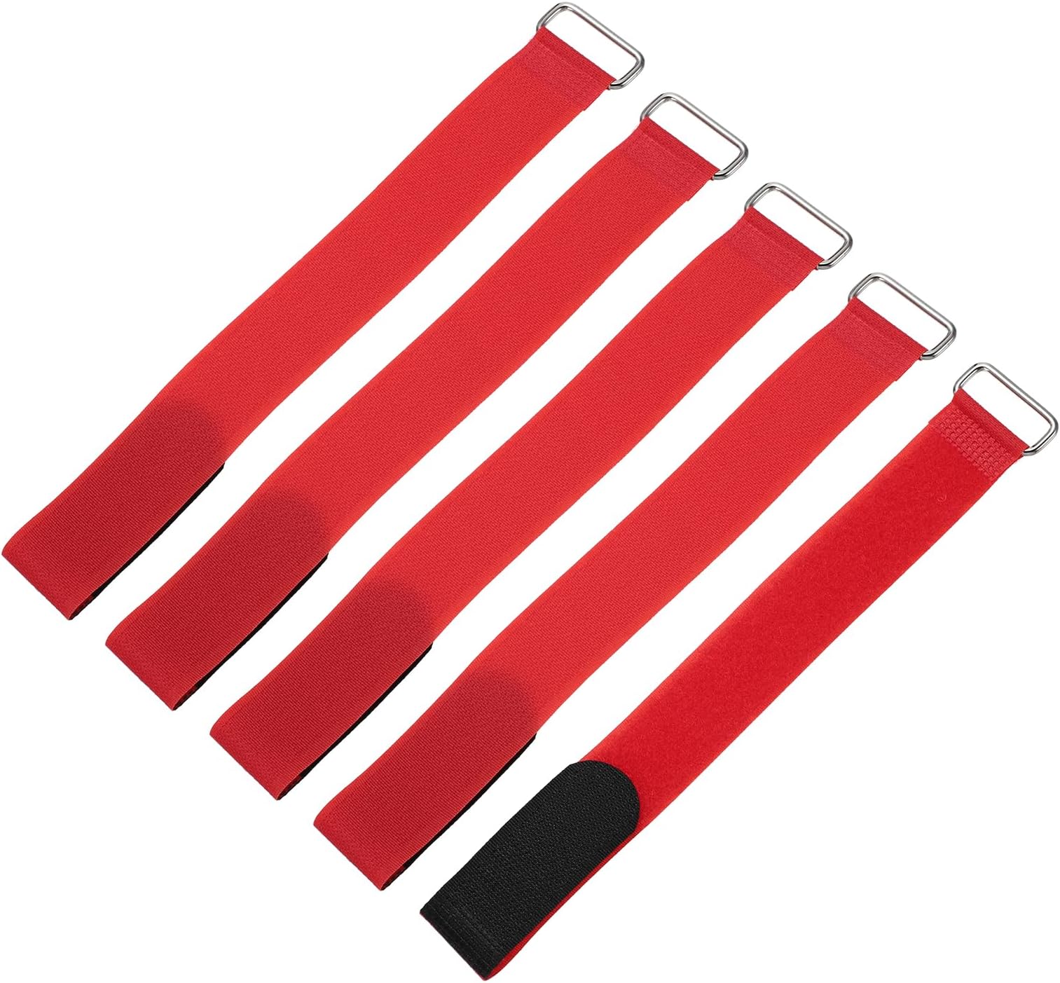 sourcing map 5Pcs Reusable Battery Tie Down Straps,2.5x25cm Red Nylon Multipurpose Battery Hold Down Adjustable Cinch Strap Hook Loops Fastening Tie for Quadcopters FPV RC Drone Boat Cars