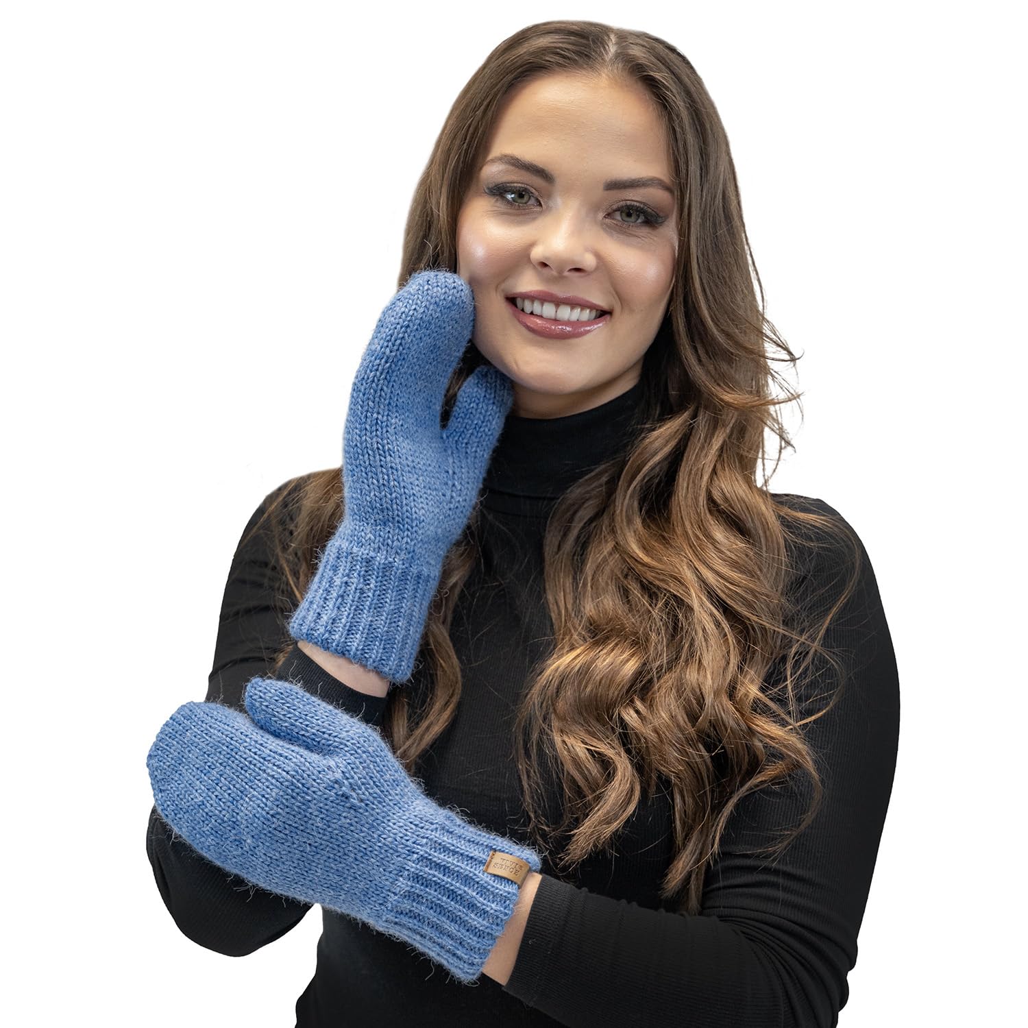 Vivisence Stylish Women's Mittens Made Of Warm And Soft Yarn With Elegant Ribbed Cuff Design Ideal For Stylish Outfits Perfect Gloves For Cold Winter And Autumn Weather, Jeans,UNI