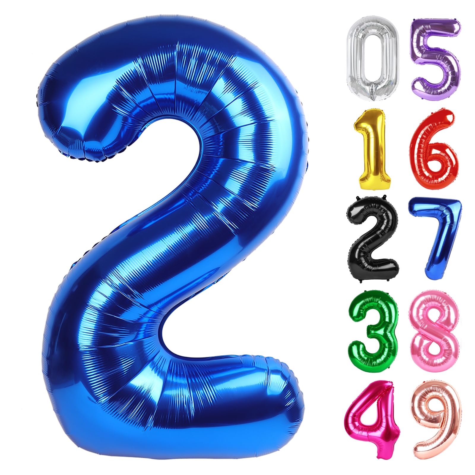 Navy Blue Number 2 Balloon 40 Inch, 2nd Birthday Decorations Men Women