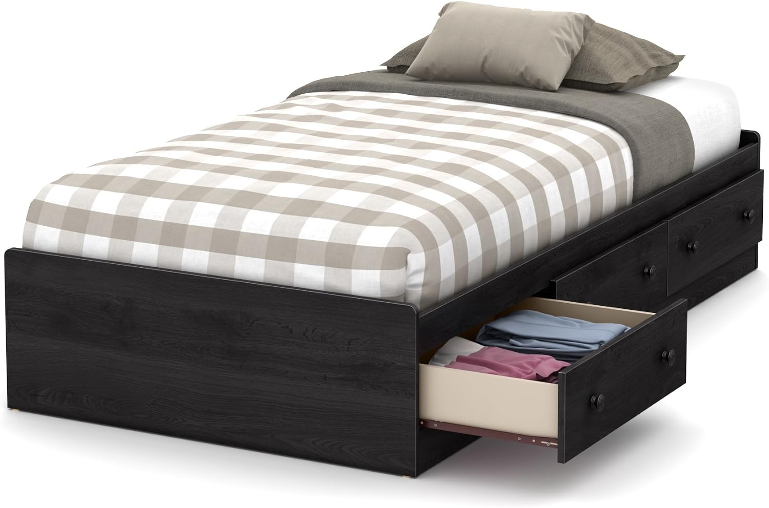 South Shore Little Smileys 39'' Mates Bed with 3 Drawers, Twin, Gray Oak