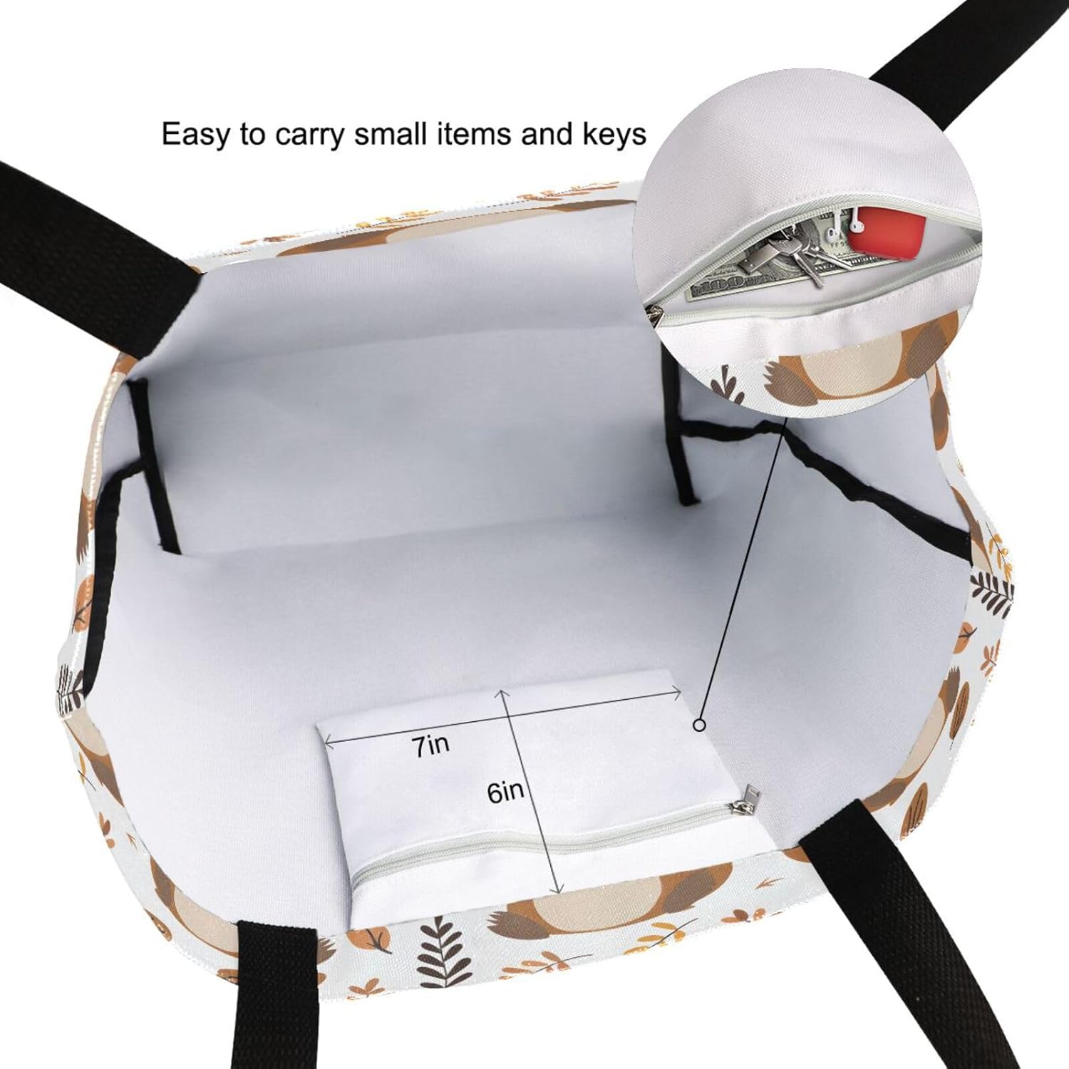 SUABO Cute Beaver Tote Bag Canvas Tote Bags for Women Shoulder Bag, Reusable Shopping Bag for Travel Grocery - Image 6