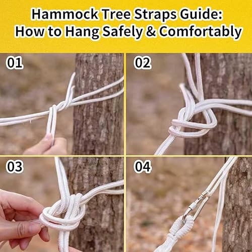 Miniatura 5 de Paquete de 2 hamacas  Hamaca de camping  Juego de hamaca portátil al aire libre  para senderismo, mochilero y camping  2 piezas (rayas rojas y rayas