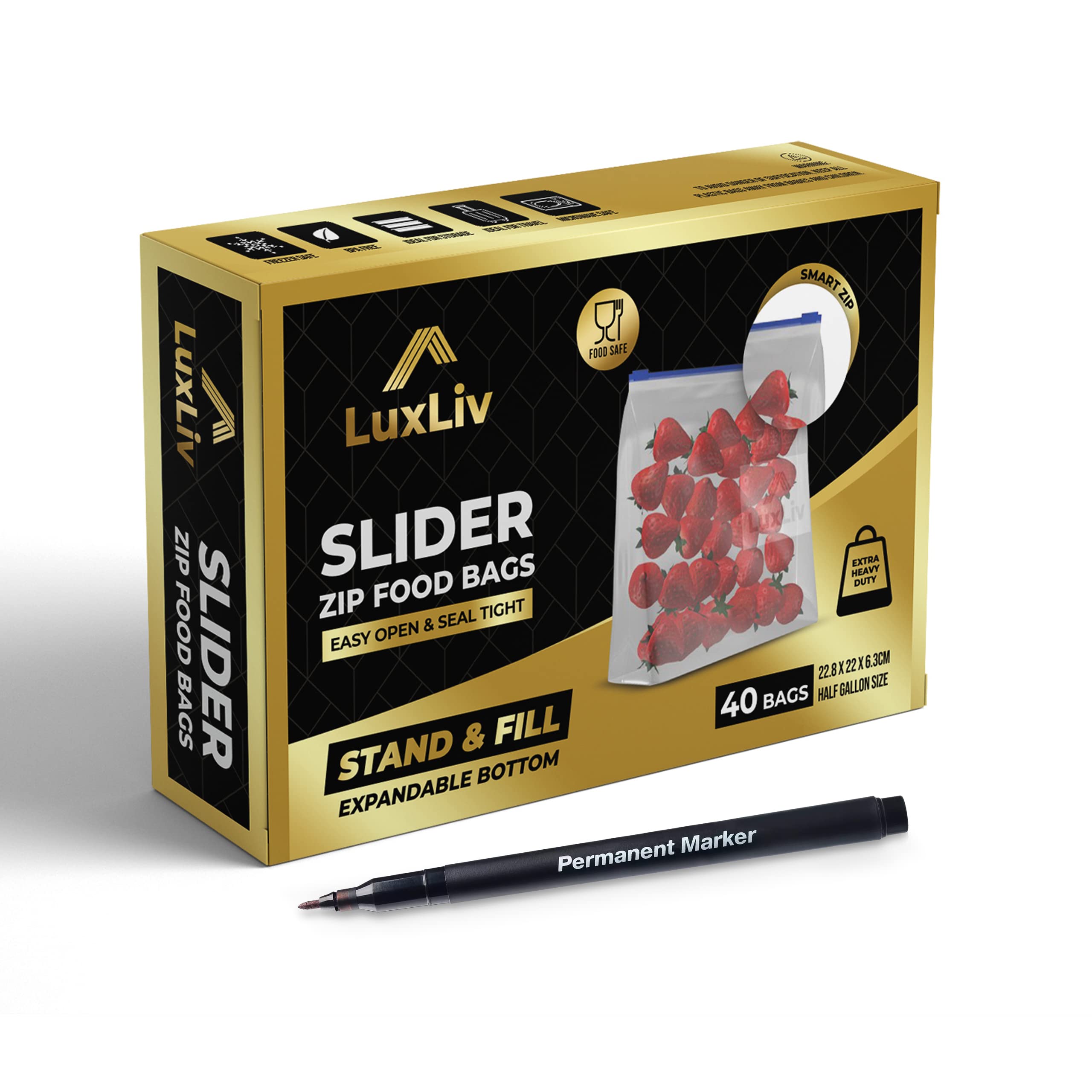 50Pcs Food Storage Freezer Bags, 3 Sizes  1L,2.25L,4.55L  Reusable Ziplock Bag For Batch Cooking Fruits Veggies Meat Snacks Bpa Free Zip Seal~p151615797 - View #4