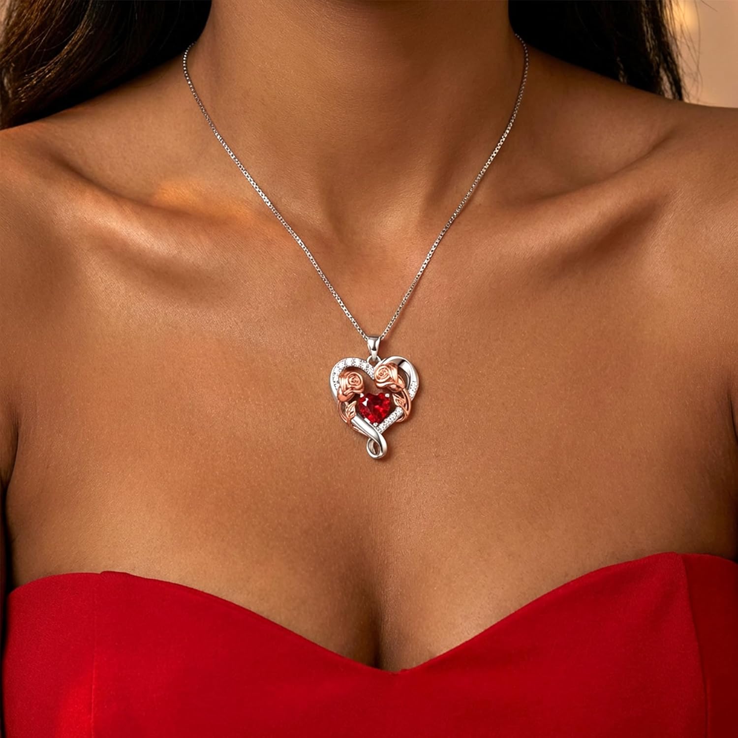 JKK Valentines Day Gifts for Her - S925 Sterling Silver 12 Month Birthstone Necklaces Mothers Day Birthday Christmas Gifts for Women Wife Mom - Image 2