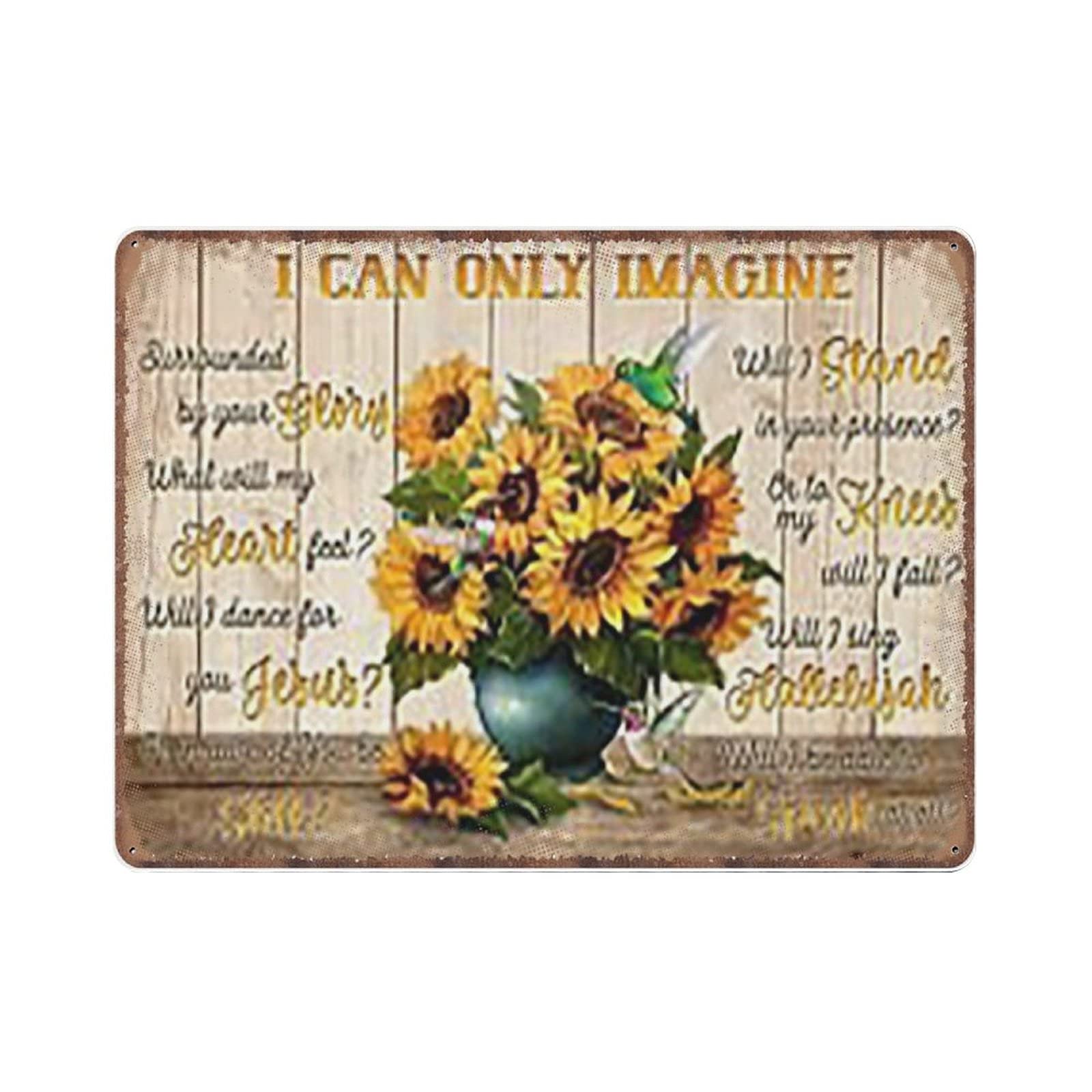 rayprint Natural Wood I Can Only Imagine Father's Day Mother's Tin Signs Retro Funny Metal Sign Vintage Poster Wall Art for Kitchen Garden Bathroom Farm Home Coffee Decor Tin Sign, 30x40 cm
