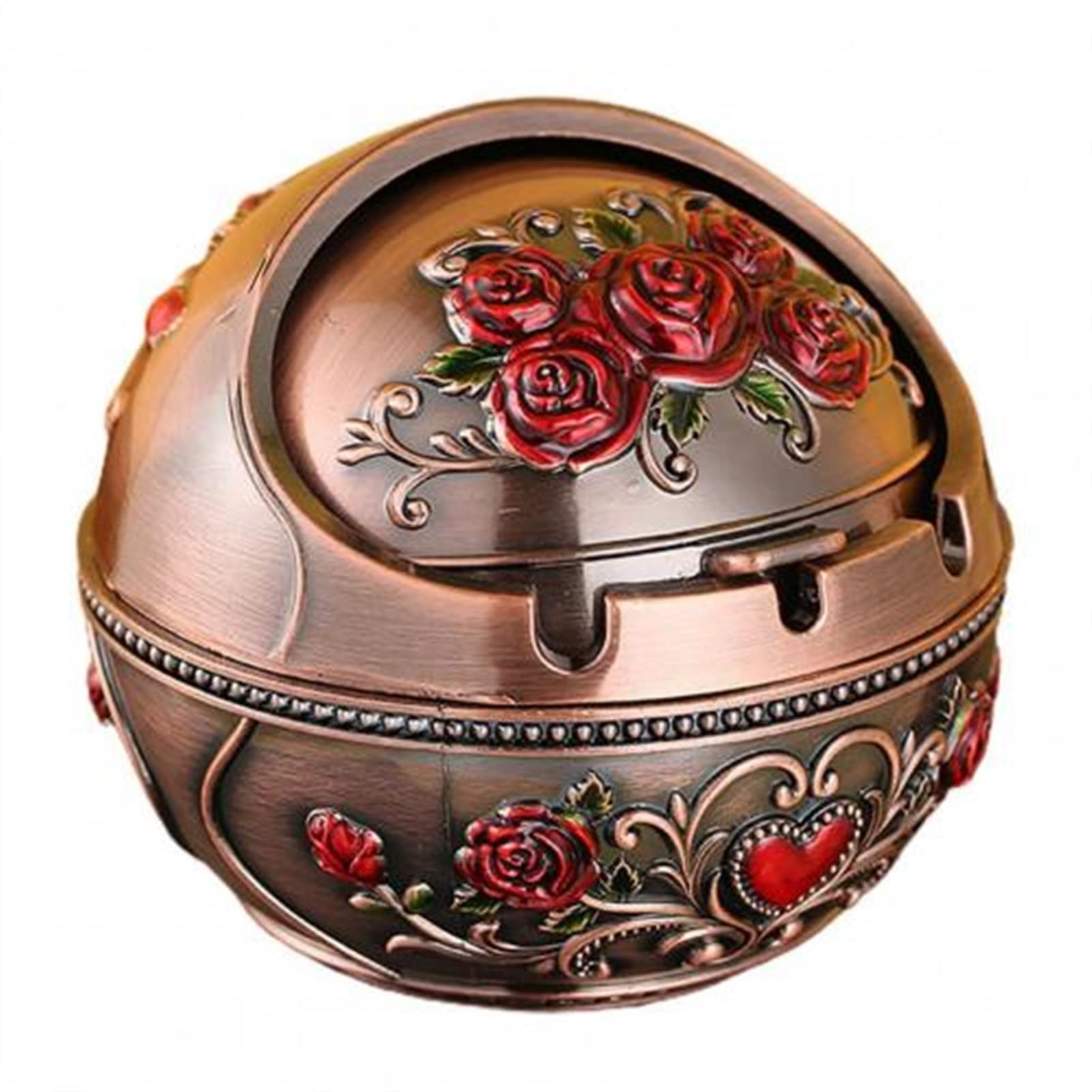 ashtray， Ashtray for Household Zinc Alloy Retro Large Ash Holder with Lid for Home Smell Proof(3)