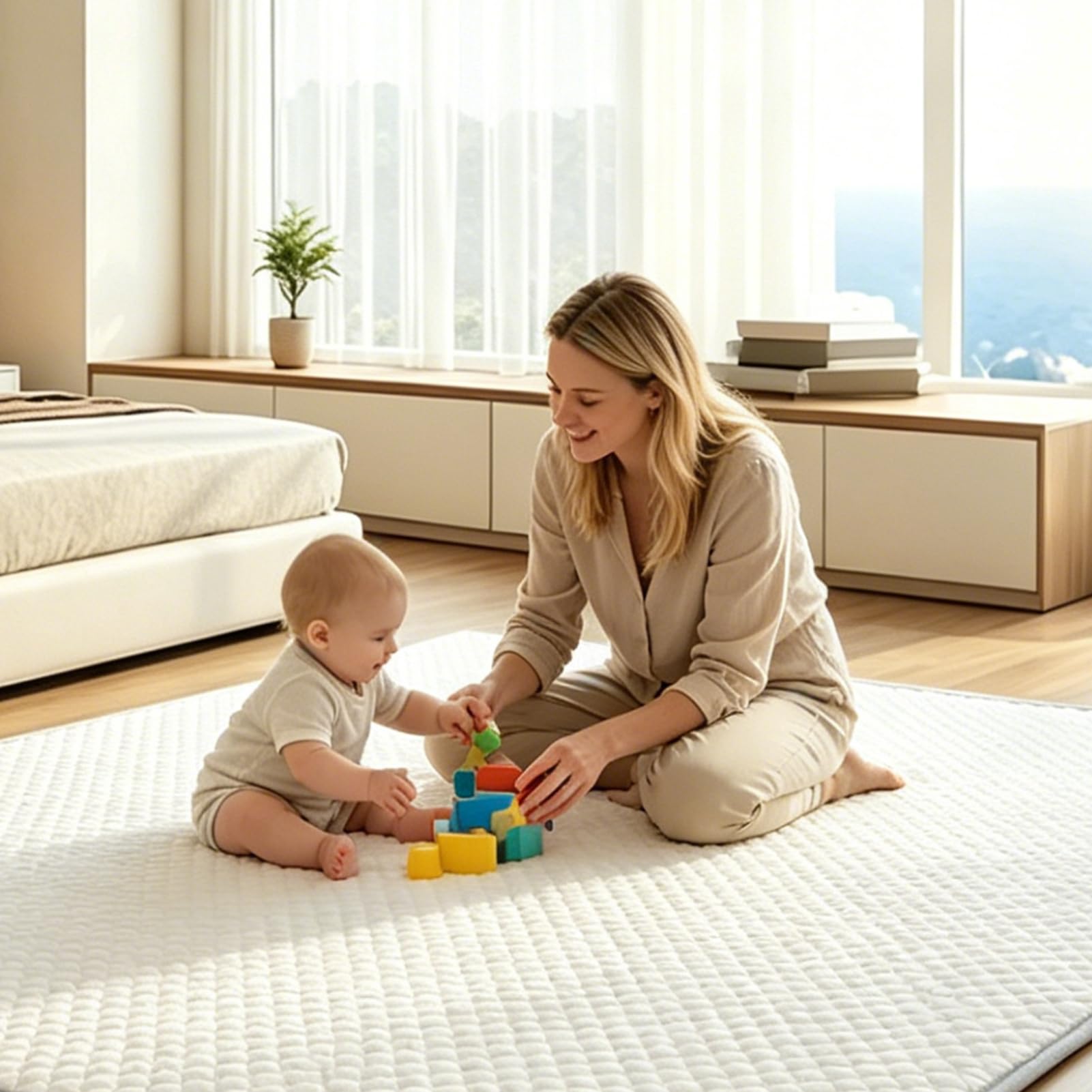 LZDMY Kühle Krabbelmatte Baby Diche 3 cm Spielmatte 200 * 150 | Spielteppich mit Rutschfester Unterseite & Weicher Kurzflor - Teppich für Kinderzimmer Wohnzimmer, Geschenk Geburtstag Ostern