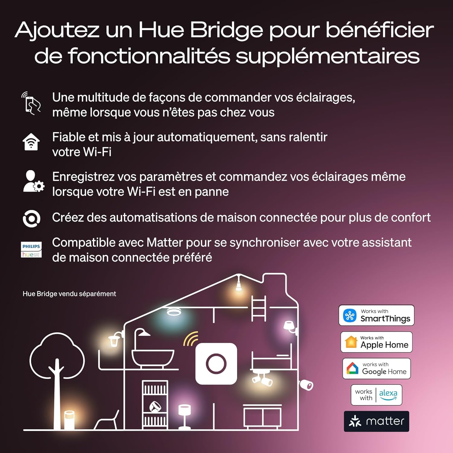 Philips Hue Ampoule connectée LED A60, White and color, Ampoule Philips Hue E27, 6 W, Spectre complet 1000-2000 K, 810 lm, Intensité variable, Compatible Alexa, Google et Apple Home, pack de 4