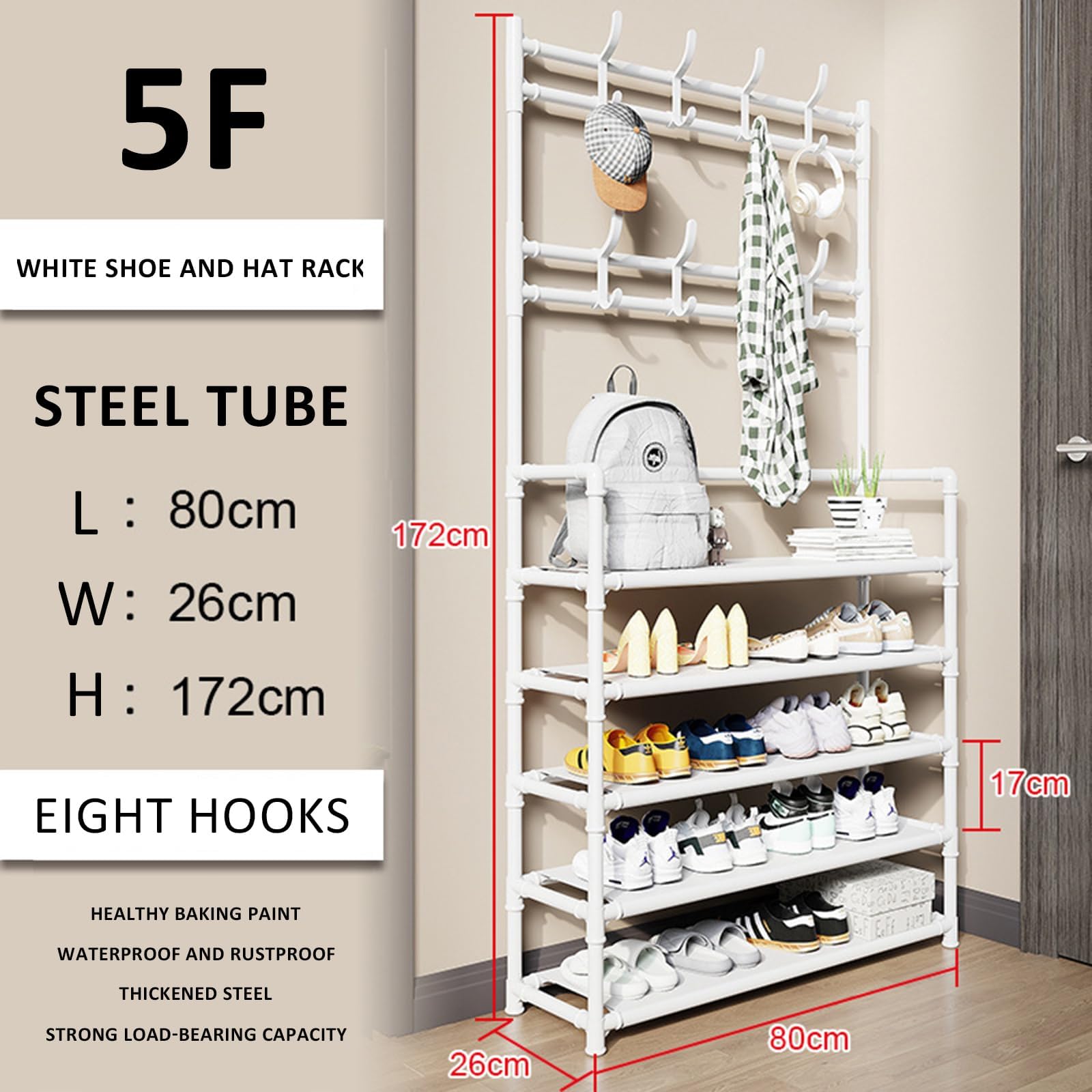 Perchero Burro Ropa Zapatero Y Sombrero Integrado De Pie Para El