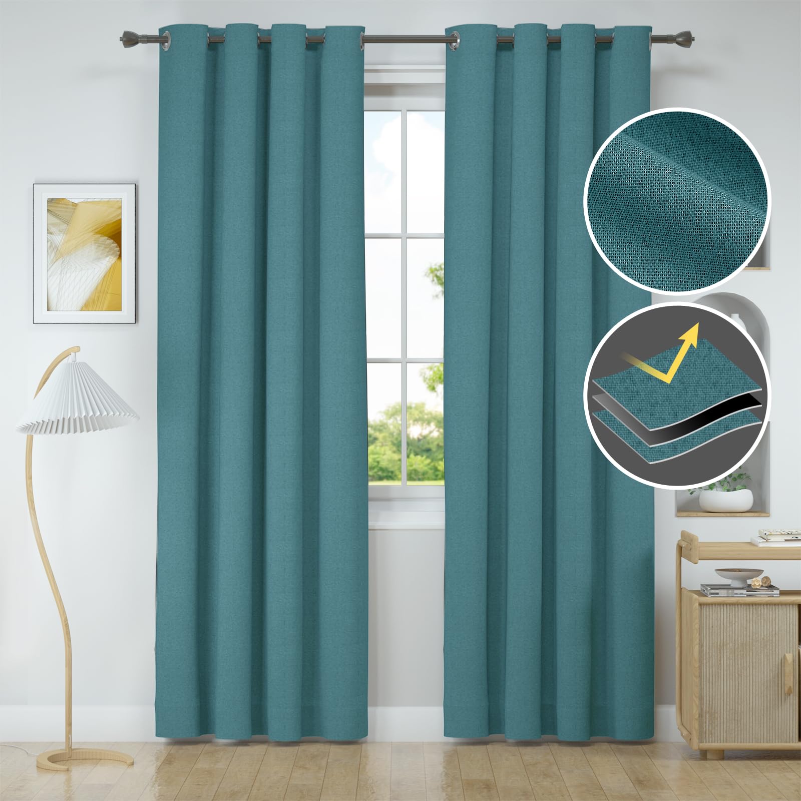 Ystyle Curtains Set of 2, 100% Blackout Curtains, 55 x 110 Inch, Thermal Curtain Against Cold and Heat, Linen Look - Image 2