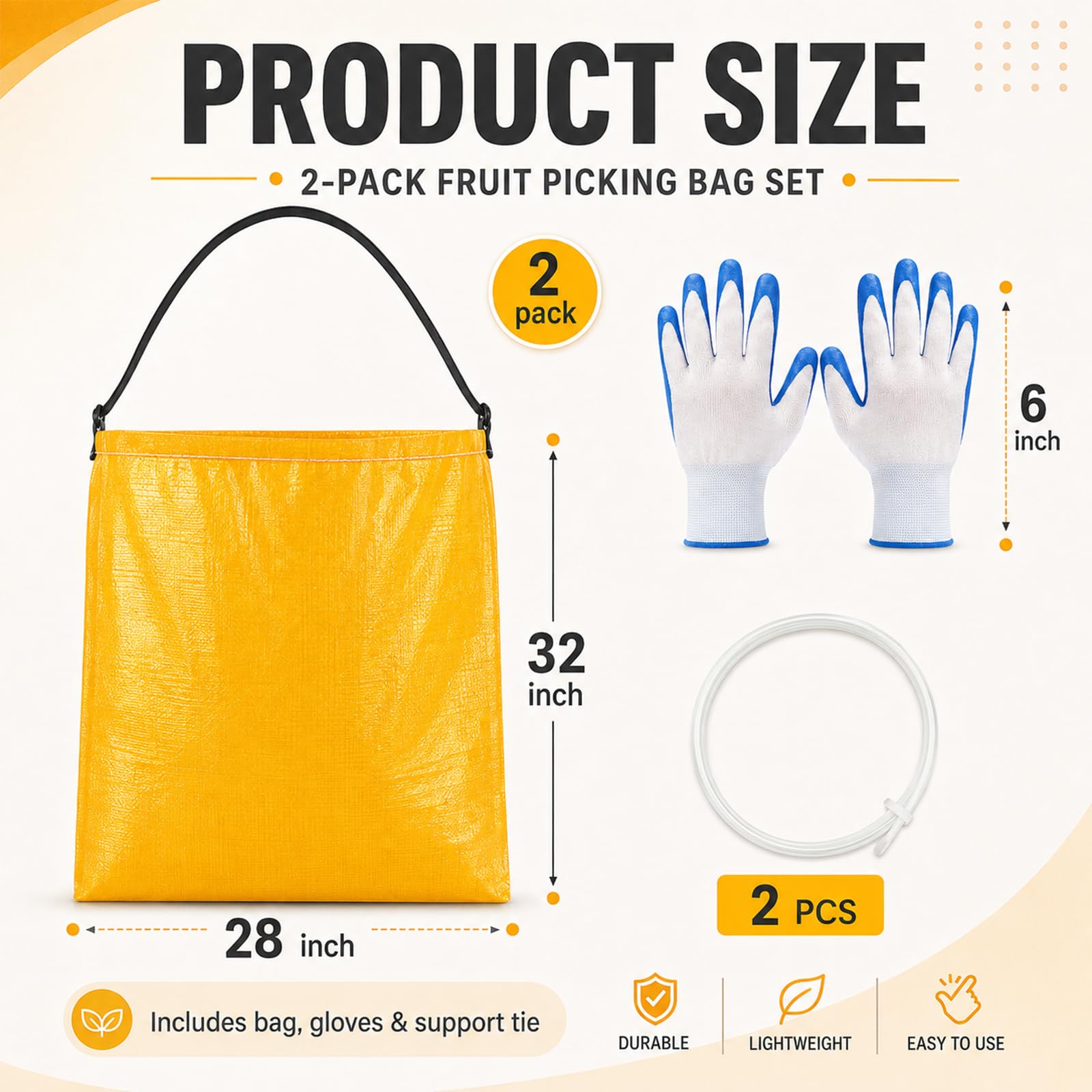 Faccito Lot de 2 sacs à litière avec bandoulière - Support de sac poubelle en vinyle - 1,2 m³ - Ne se plie pas - Portable - Pour terrasse, cour, jardin (jaune)