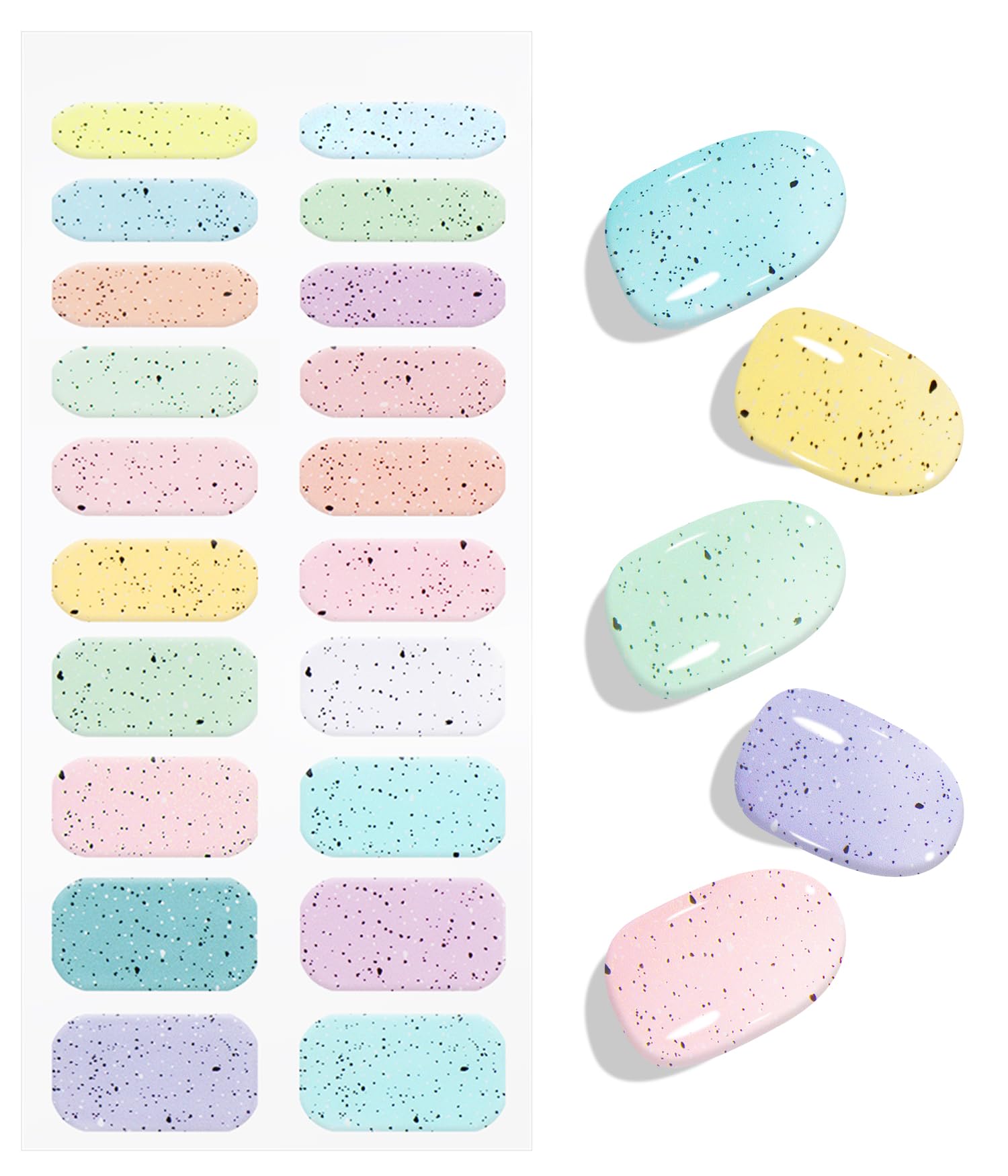 JMEOWIO Gel Nail Stickers Colorful Semi Cured Gel Nail Strips Wraps UV/LED Nails Art Design Decoration Accessories