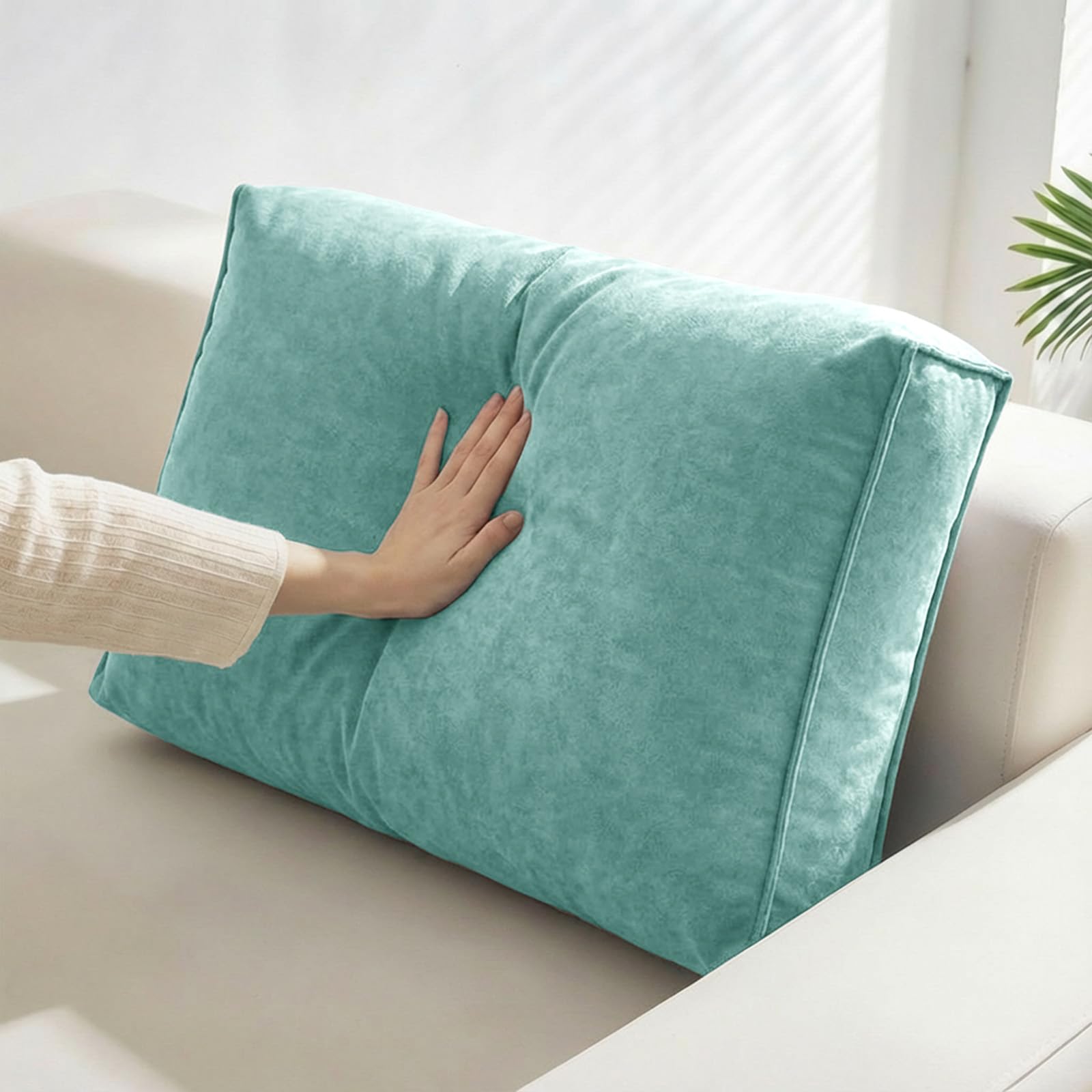 Aocase Extra Large Cushions for Sofa Reading Pillows Comfort Lumbar Pillows Bolsters Headboard Pillow with Zipper Removable Washable Cover, Blue Green,80×45×12cm