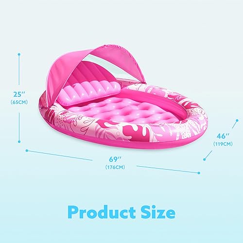Miniatura 6 de SLOOSH Flotadores de piscina con toldo Flotador inflable ovalado XL para adultos con cubierta ajustable para sombra solar, flotador de bronceado