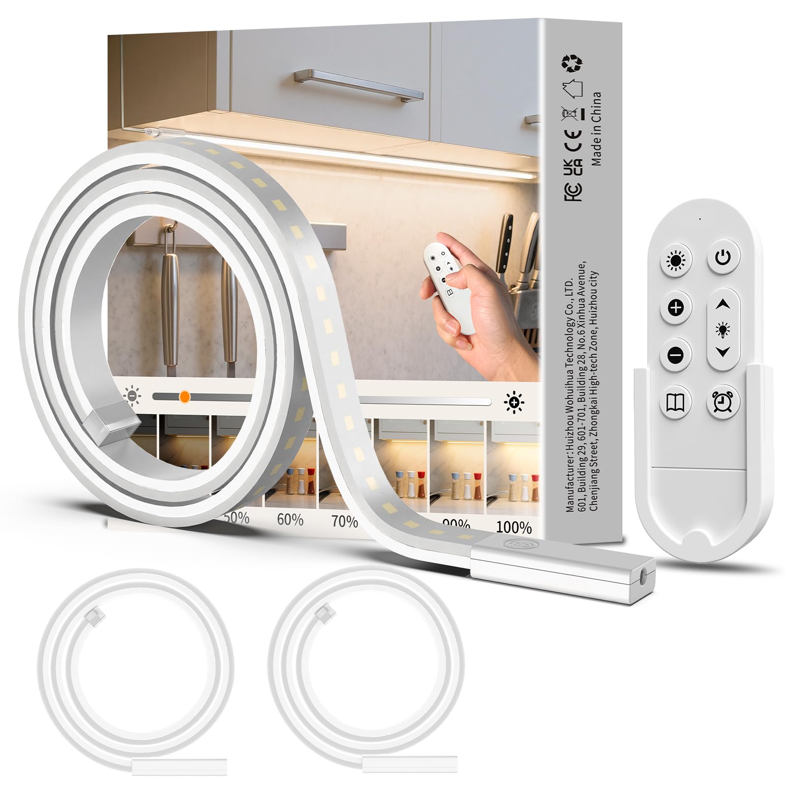 SIBI LIGHTING LED Unterbauleuchte Dimmbar, 3 Stück 1M Lichtleiste Küche Selbstklebend mit Fernbedienung, Flexibel Silikon LED Leiste inkl. 24V Netzteil für Küche, Schlafzimmer, Wohnzimmer, Büro