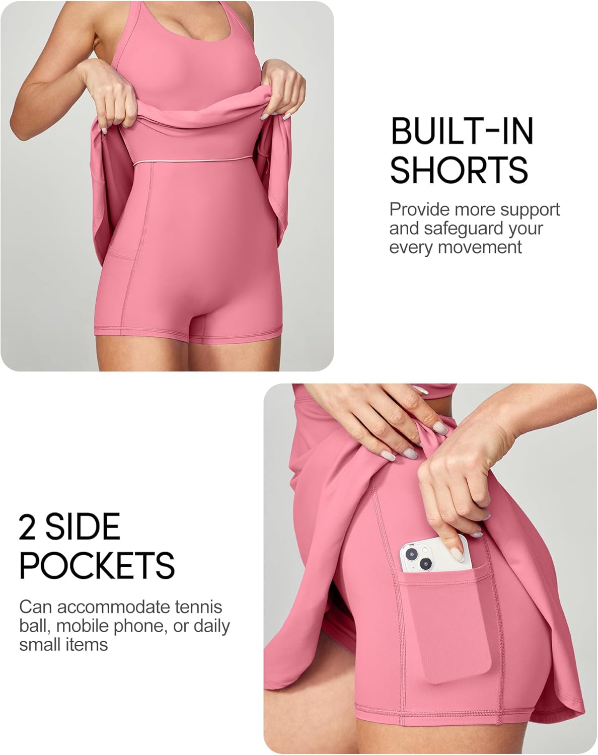 IUGA Tennis Dress with Built in Shorts & Bra Cut Out Twist Athletic Dress for Women Active Golf Workout Dresses with Pockets