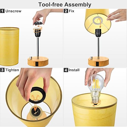 Miniatura 6 de Lámparas de noche de 15.75 pulgadas con 2 puertos de carga USB + salida de CA, lámpara de mesa de escritorio regulable para dormitorio, sala de