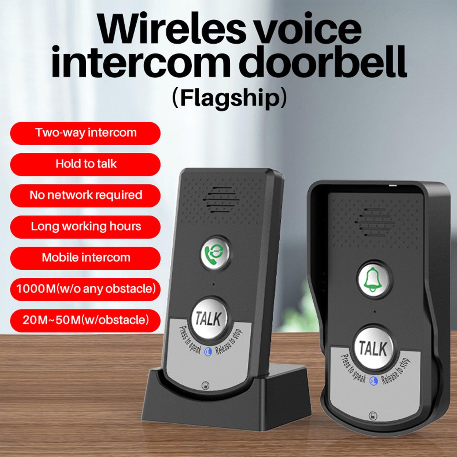 Timbre Inalámbrico con Intercomunicador de Voz de 2 Vías, Llamador Recargable de Largo Alcance para Hospital en Casa, de Llamada de Enfermera de Emergencia para Niños Mayores (1)