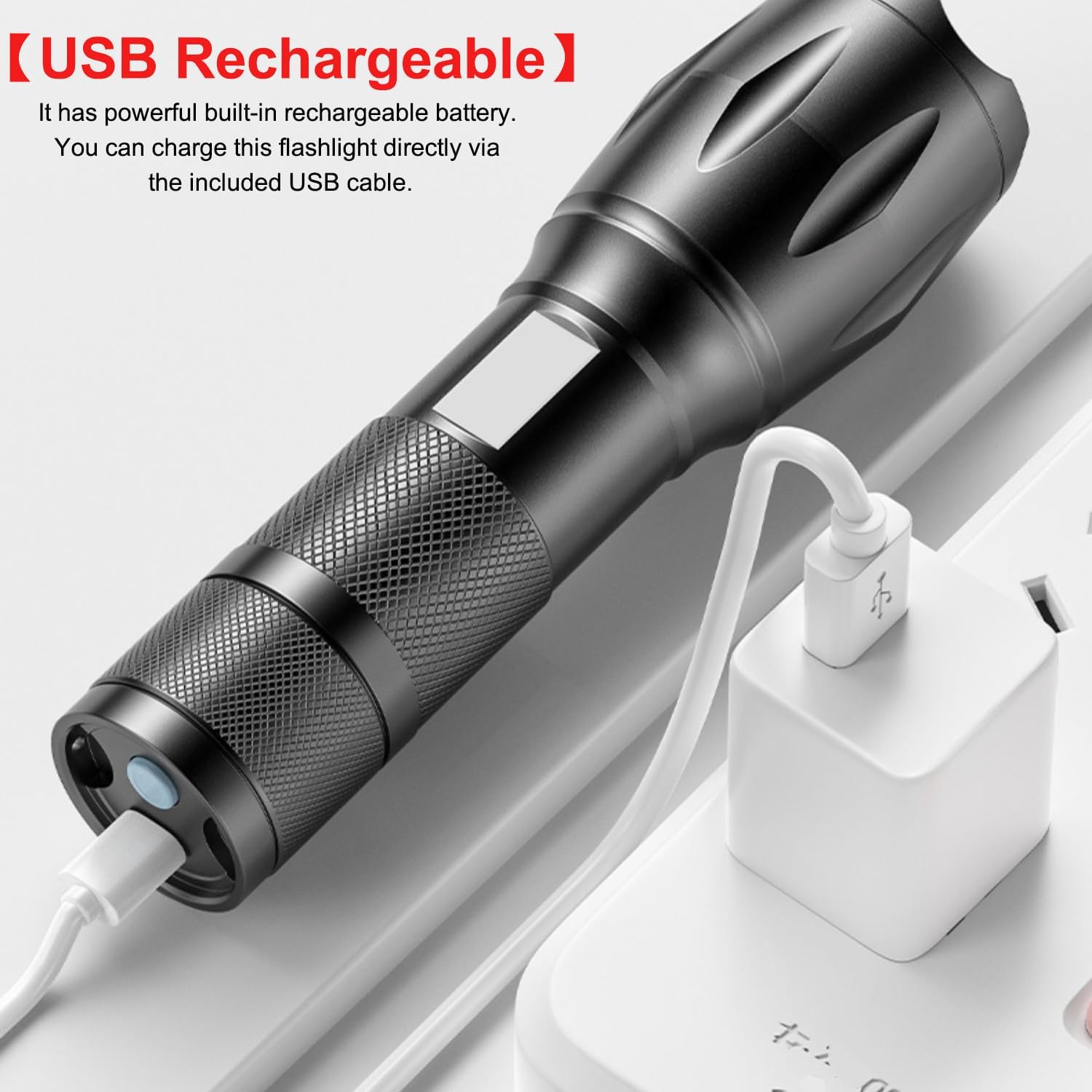 LED Red Flashlight Rechargeable, Zoomable, Waterproof, Powerful, 4 Color in 1 LED Green Light, Blue Light, White Light Flashlight Torch for Home, Outdoor, Camping, Night Observation