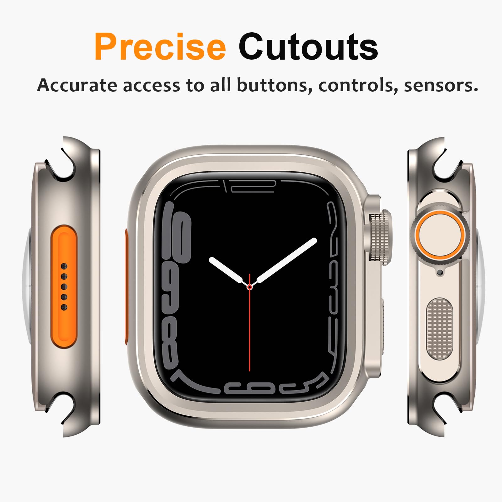 Amizee 2 w 1 metalowa obudowa, kompatybilna z Apple Watch Series 9/8/7 45mm, twarda PC, odporna na zarysowania, metalowa rama z tylną pokrywą, etui ochronne do iWatch 45mm, tytanowa