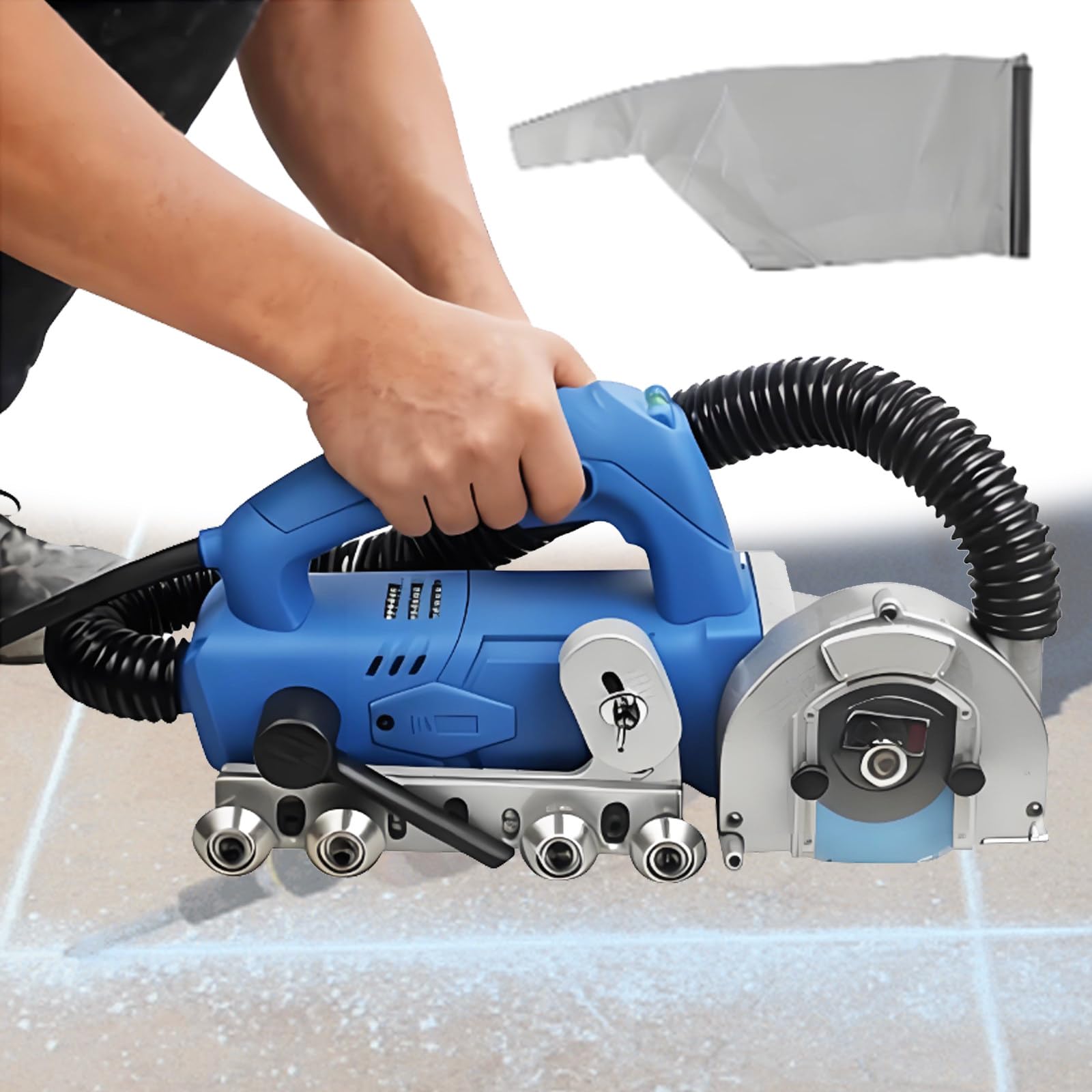 Quixnova Electric Grout Cleaning Machine 9000 RPM Beauty Seam Construction Tool, 1200W Tile Grout Cleaner with Saw Blade and Self-Cleaning Design for Tile Cleaning - Adjustable Depth A
