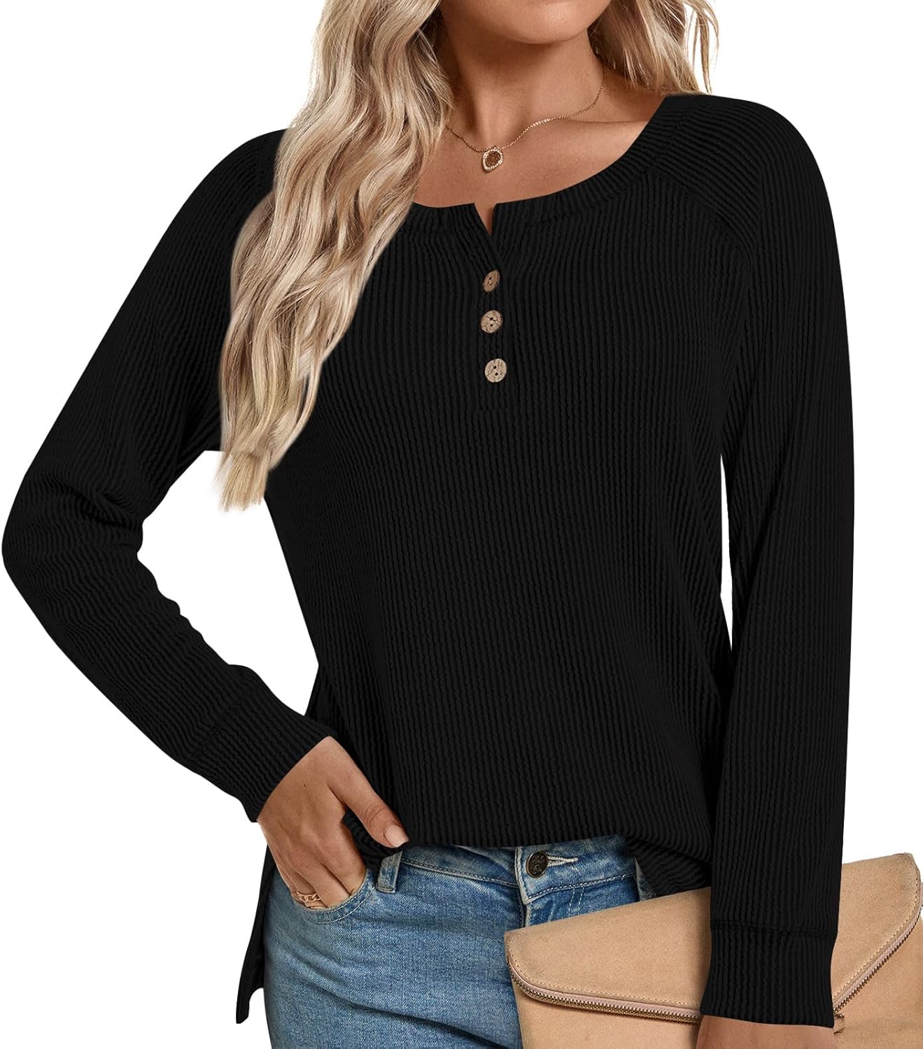 Women's Long Sleeve Shirts Fall Fashion Trendy Tops Crewneck Knit Basic Sweaters S-3XL - Image 4