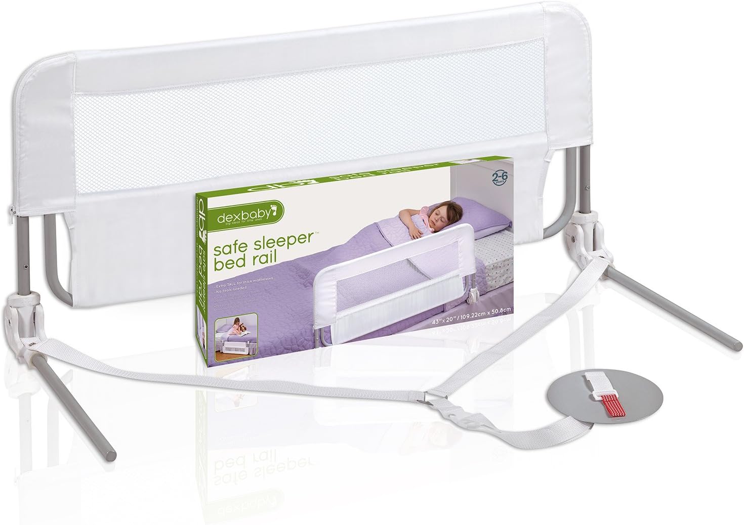 DexBaby Extra Tall Bed Rail | 43” Long | Folds Down Easily | For Twin to King