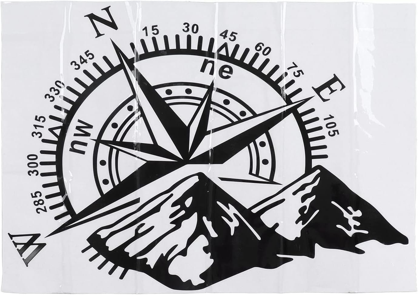 AramoxCompass Mountain Decal, Car Compass Pattern Sticker 48x34cm Mountain Decal Decoration Universal for Rear Window Hood Door Body for Truck SUV Camper Van Motorhome Caravan Trailer