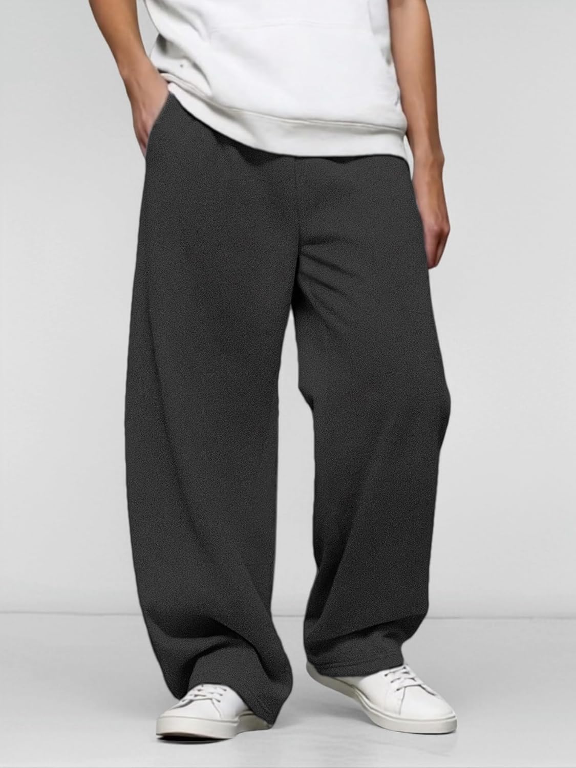 Men’s Baggy Sweatpants with Elastic Drawstring Waist, Wide-Leg Casual Loose Cotton Joggers with Deep Pockets - Image 5