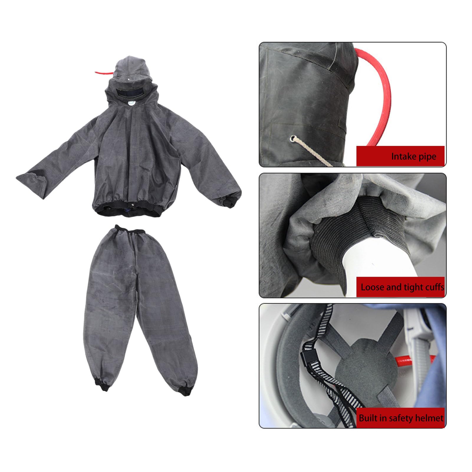 Garosa Tuta per Sabbiatura di Tipo Diviso, Tessuto in Gomma, Protezione e Ventilazione Efficaci, Ideale per Cantieri Edili e Verniciatura Difficili