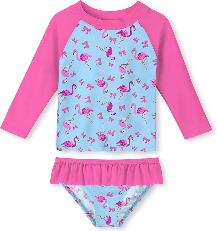 UNIFACO Toddler Girls Swimsuit Rashguard Set Summer Beach Breathable Tankini with UPF 50+ Sun Protection 2-8T