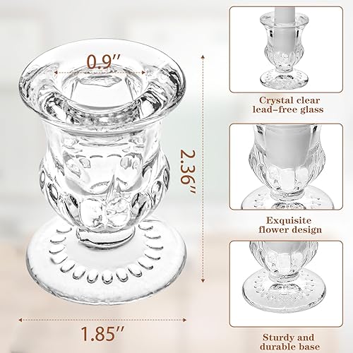 Miniatura 5 de 18 portavelas cónicos de vidrio a granel, portavelas de cristal transparente, elegantes portavelas cónicos a granel para centro de mesa, boda,