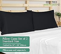 Vista 2 de Royale Linens Juego de 2 fundas de almohada estándar – Fundas de almohada de cama – 20 x 26 pulgadas – Fundas de almohada negras – 1800 microfibra
