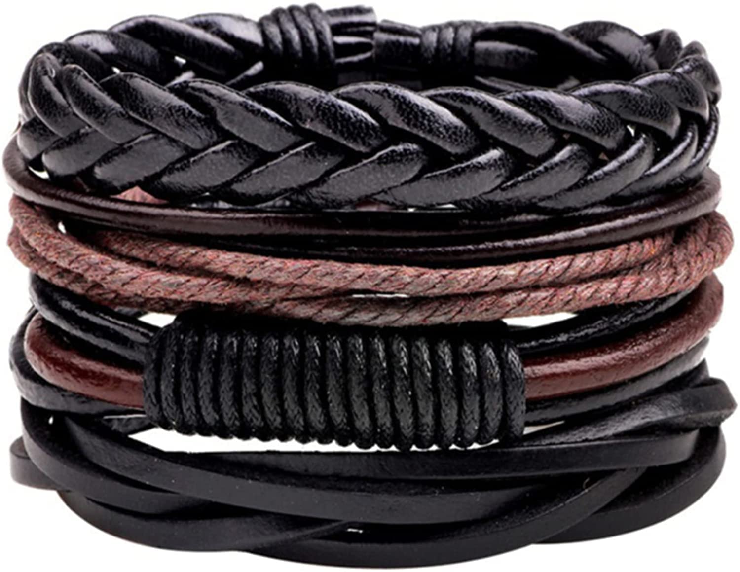 Générique Pulsera de Cuero para Hombre, Pulsera Hombre de Cuero Trenzado Multicapa