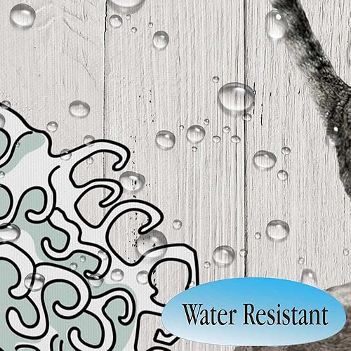 Miniatura 45 de Boziqr Divertida cortina de ducha con diseño de gato, dinosaurio japonés con ondas oceánicas, cortinas de baño de tela para niños, cortina de ducha