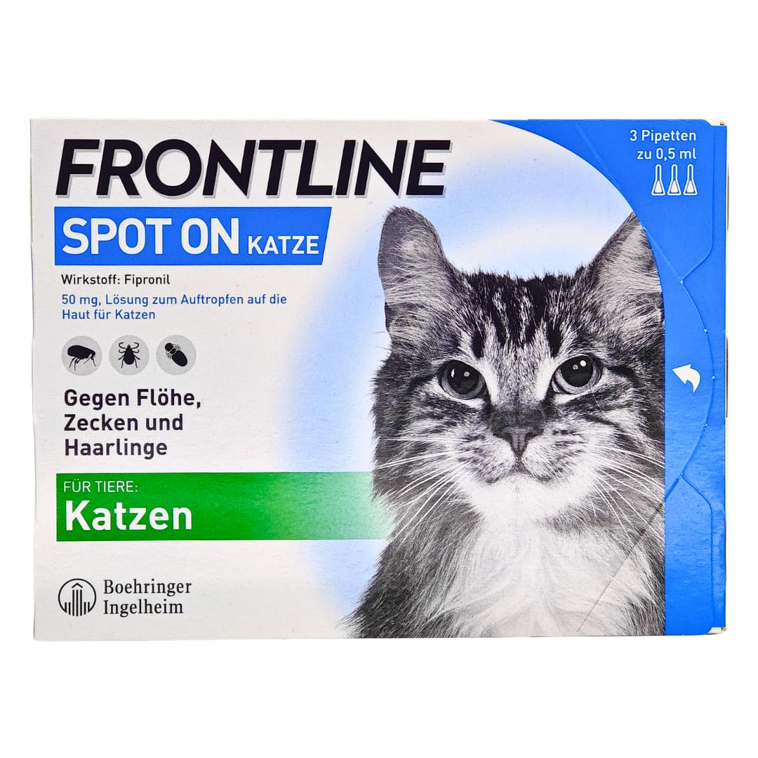Frontline Spot on für Katzen - Schutz vor Parasiten wie Zecken, Flöhe, Haarlinge I einfach und verträglich I zuverlässig I im Sparset mit Pharma Perle give-Away (Frontline für Katzen 3 St.)
