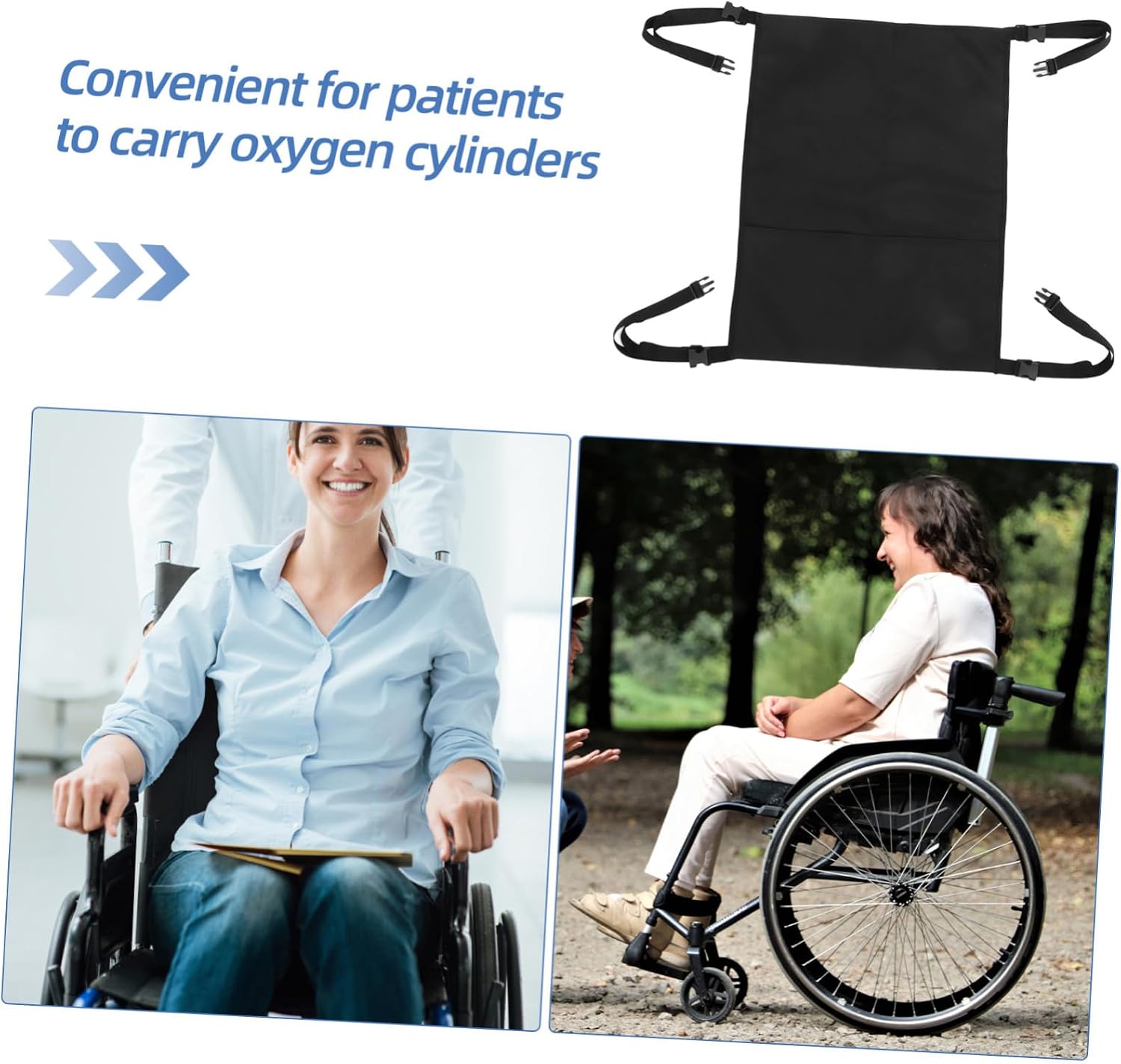 Mikinona Adjustable Dual Oxygen Tank Holder for Wheelchairs and Mobility Scooters Portable Oxygen Cylinder Bag with Ergonomic Wearable Design Fits Cylinders Securely with Adjustable Straps