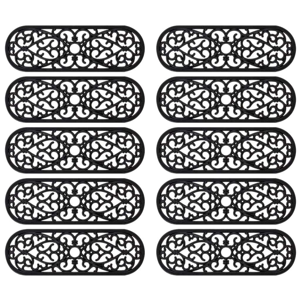 vidaXL Alfombrillas de Escalera de Goma 10 uds, Tapetes para Peldaño de Escalera, Alfombrillas Antideslizantes, Cubiertas de Escalones, Goma 25x75 cm