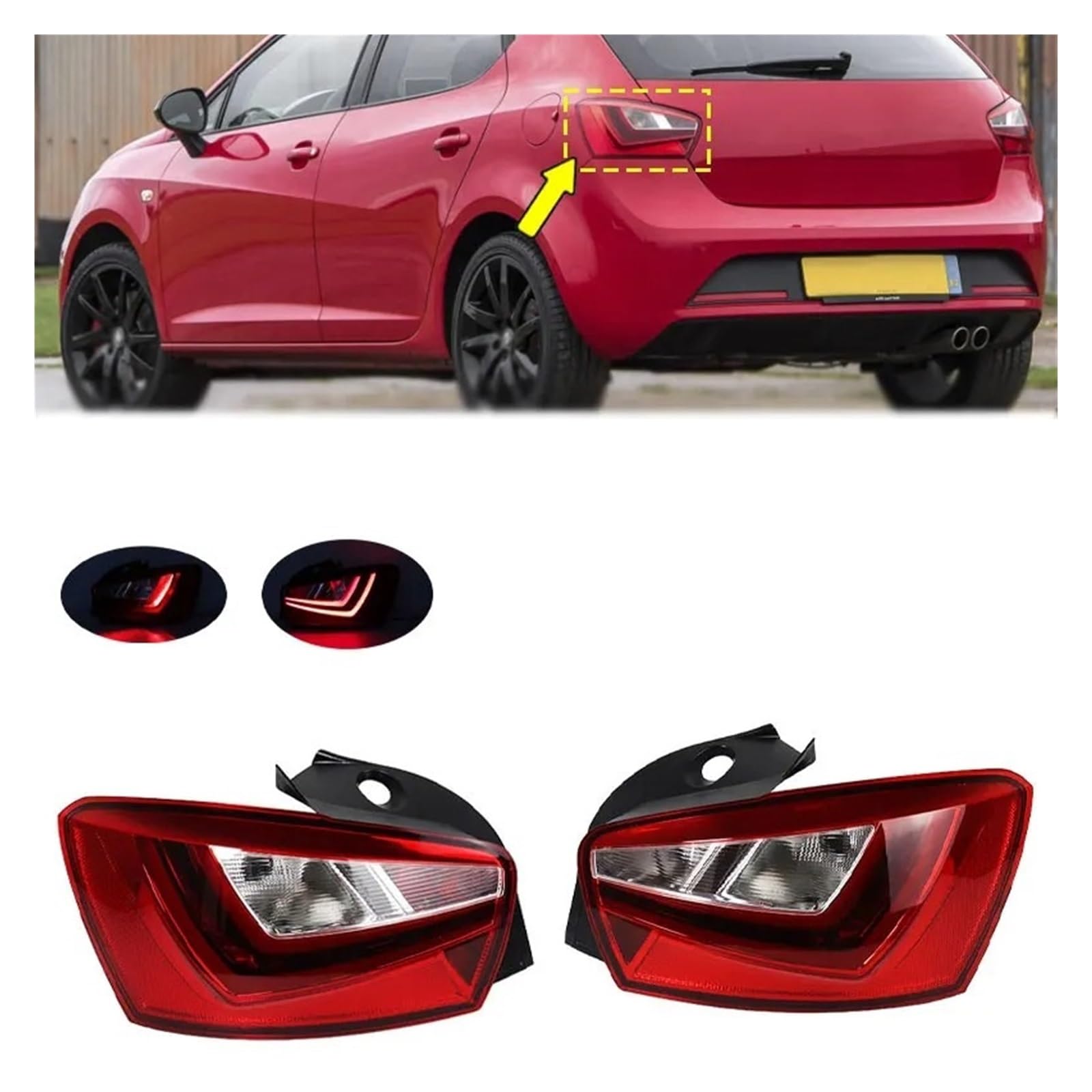 Blocchi fari Posteriori Auto Per Seat Ibiza 2013-2017 Esterni Fanale Posteriore Luce Segnalazione Luce Stop Fanale Posteriore A LED Automatico(Only Right)
