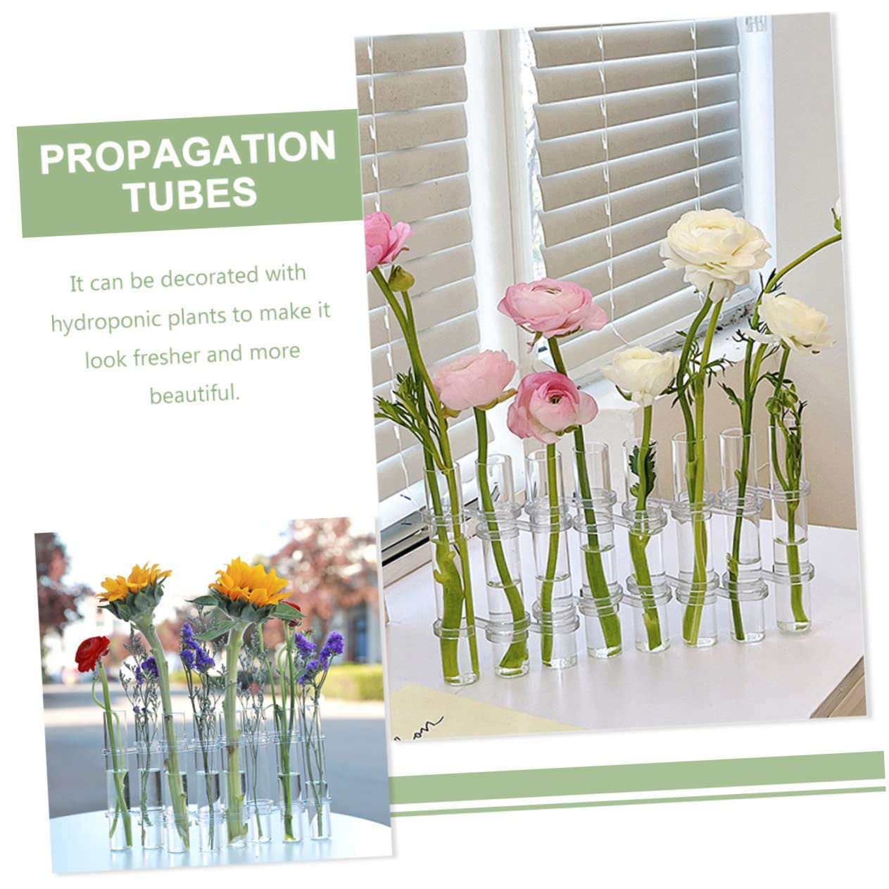 ABOOFAN Vase Hydroponique Verre Transparent avec Support Tubes De Propagation pour Plantes Petits Vases Décoratifs pour Intérieur Et Bureau