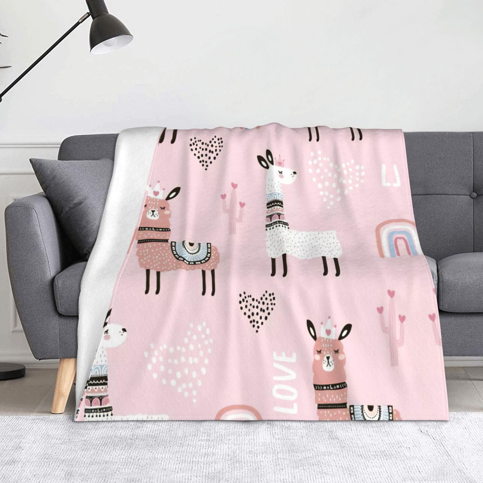Couverture flanelle lama cactus rose, le cadeau idéal pour réchauffer les cœurs