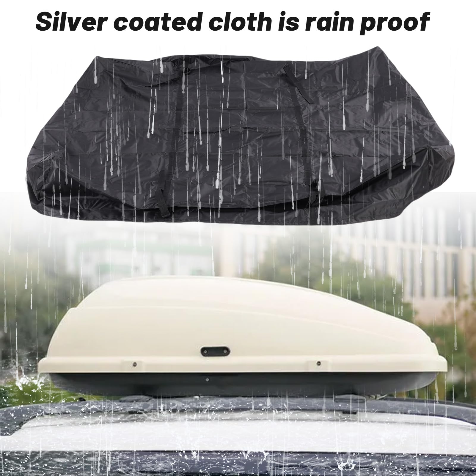 Focket Car Rooftop Cargo Cover, 420D Silver Coated Oxford Fabric Water Proof Car Top Luggage Rack Cover, Foldable Roof Top Cargo Bag Covers for Road Trips and Family Vacations